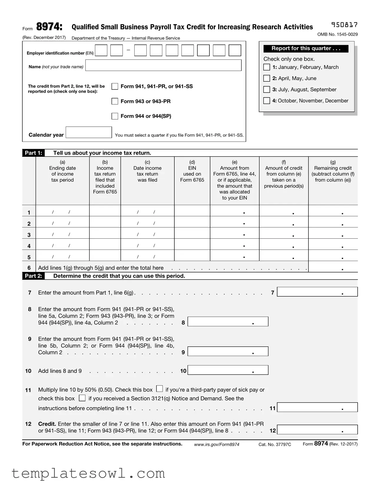 Fill Out Your 8974 Form