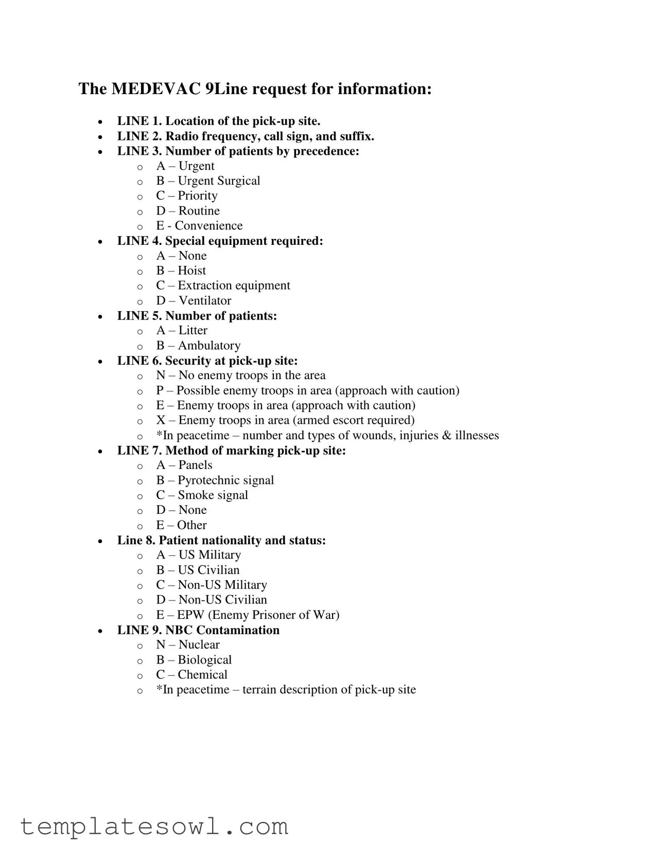 Fill Out Your 9 Line Medevac Form