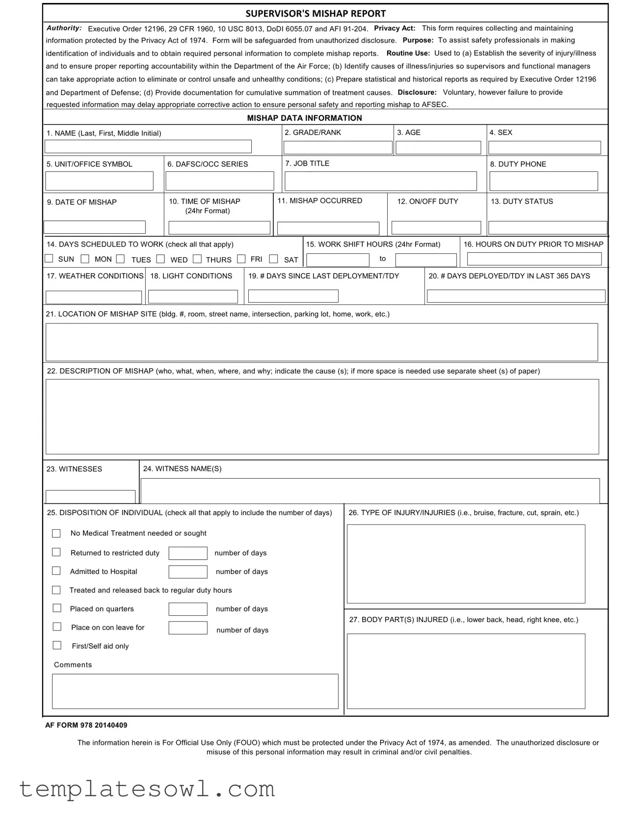 Fill Out Your 978 Form