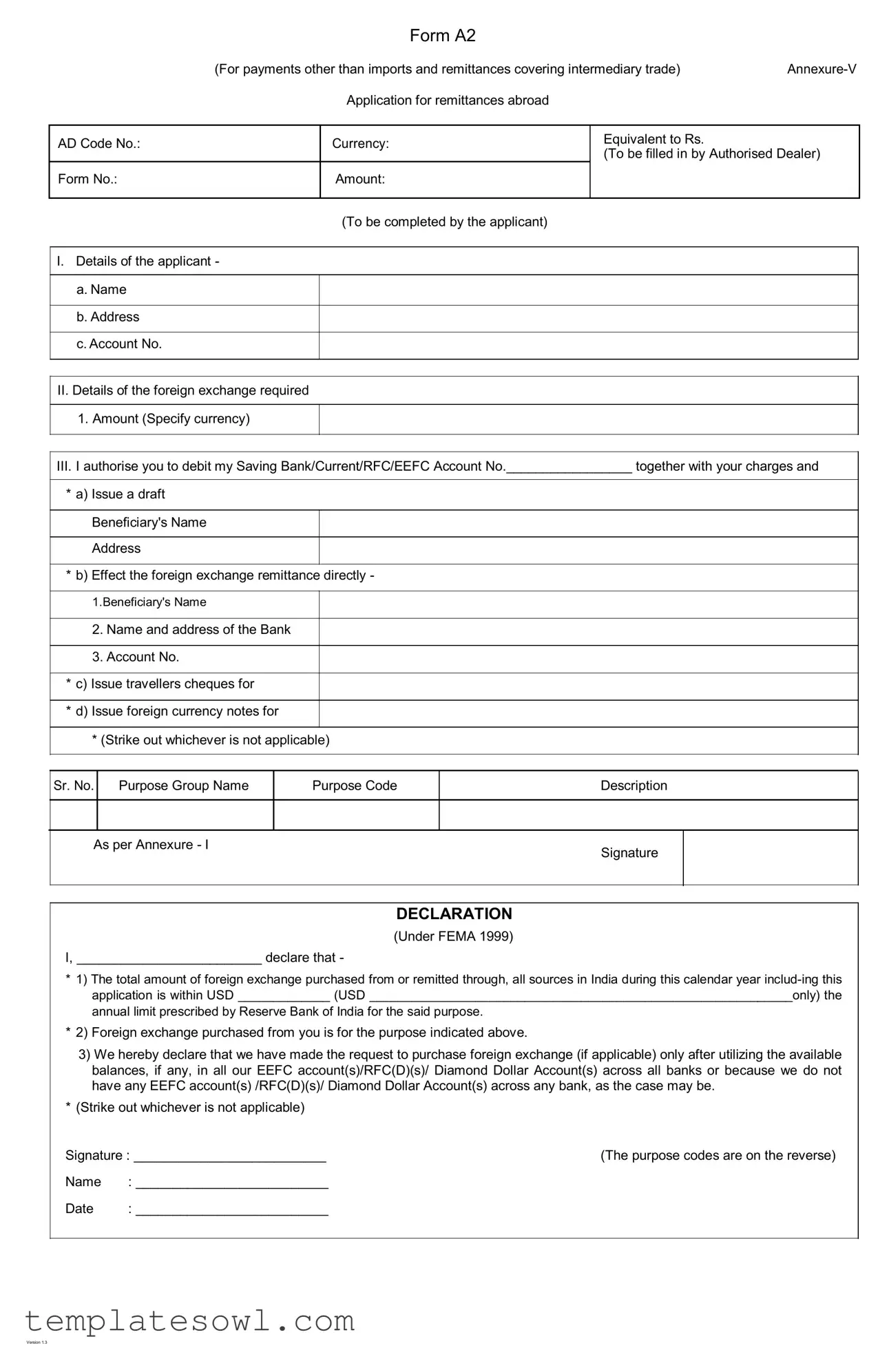 Fill Out Your A2 Form