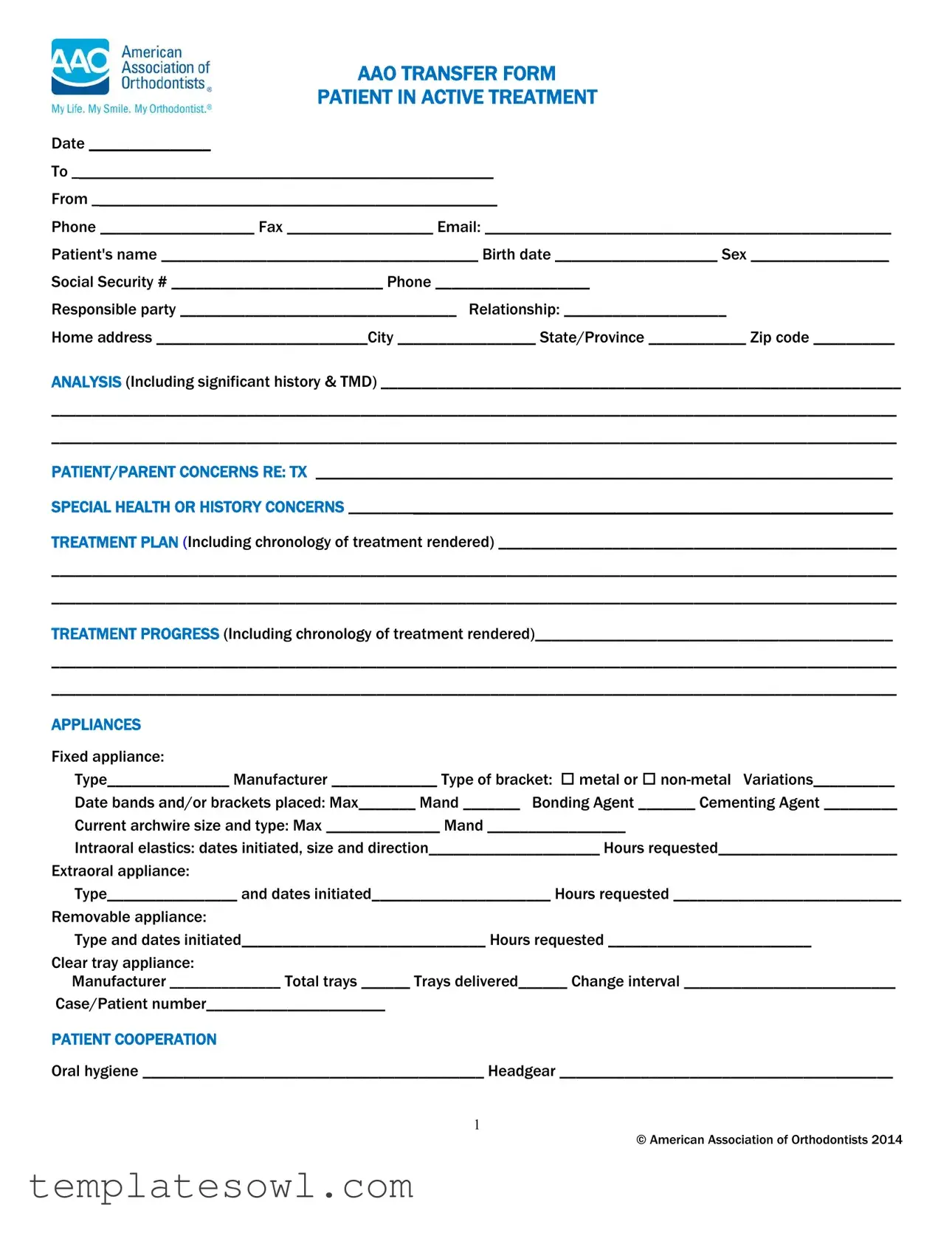 Fill Out Your Aao Transfer Form