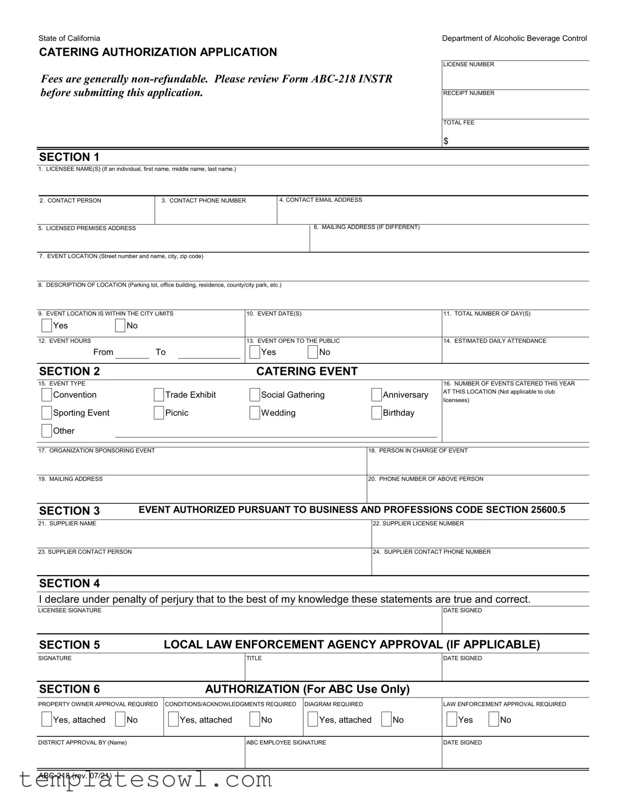 Fill Out Your Abc 218 Form