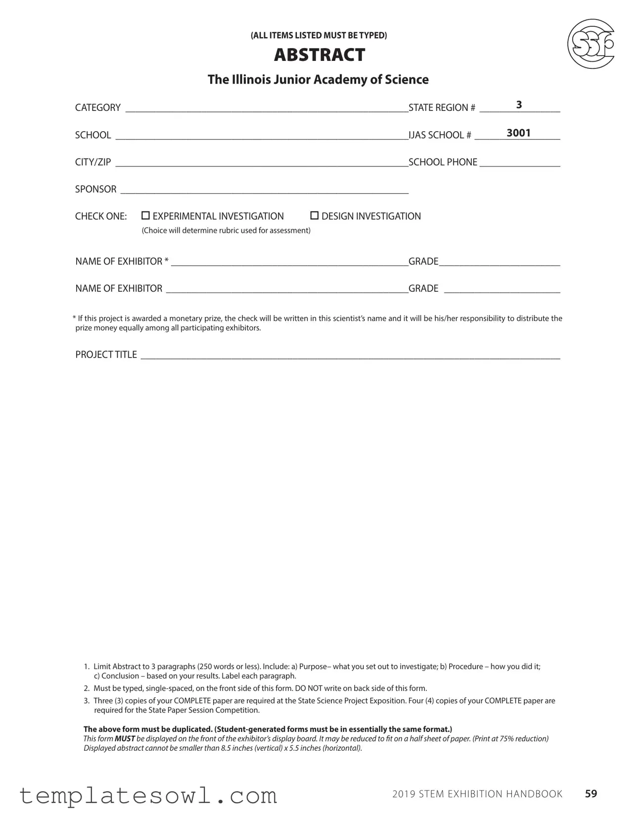 Fill Out Your Abstract Science Fair Form