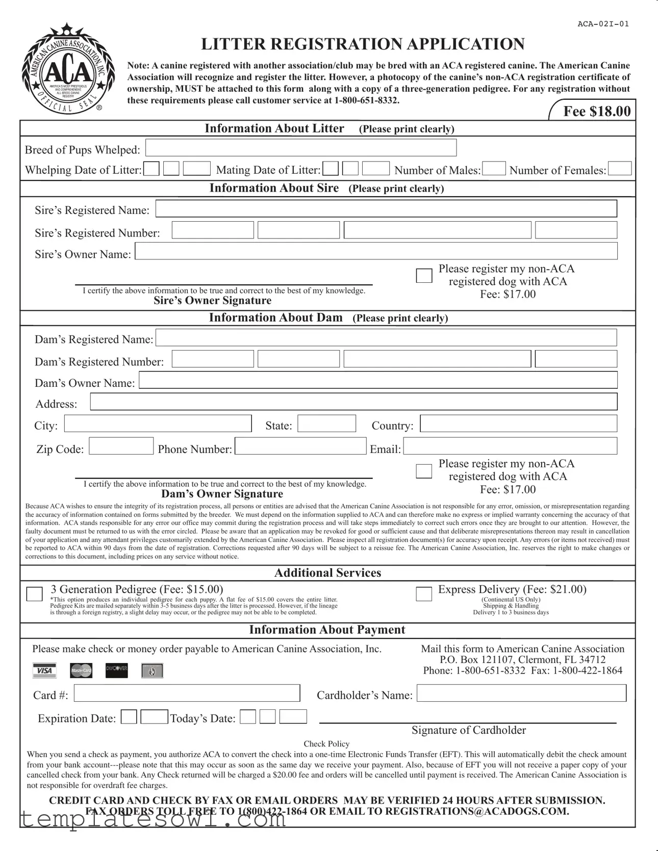 Fill Out Your Aca Litter Registration Form