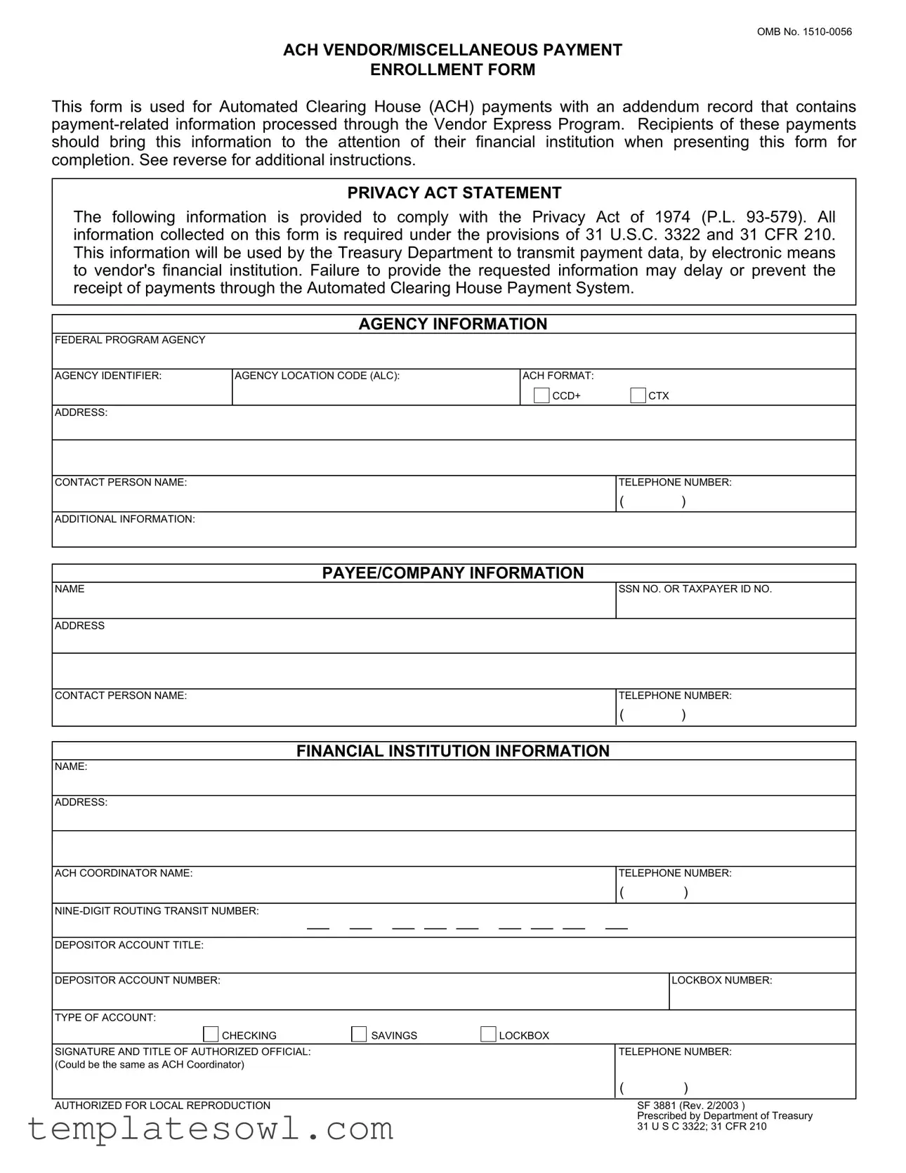 Fill Out Your Ach Vendor Payment Form