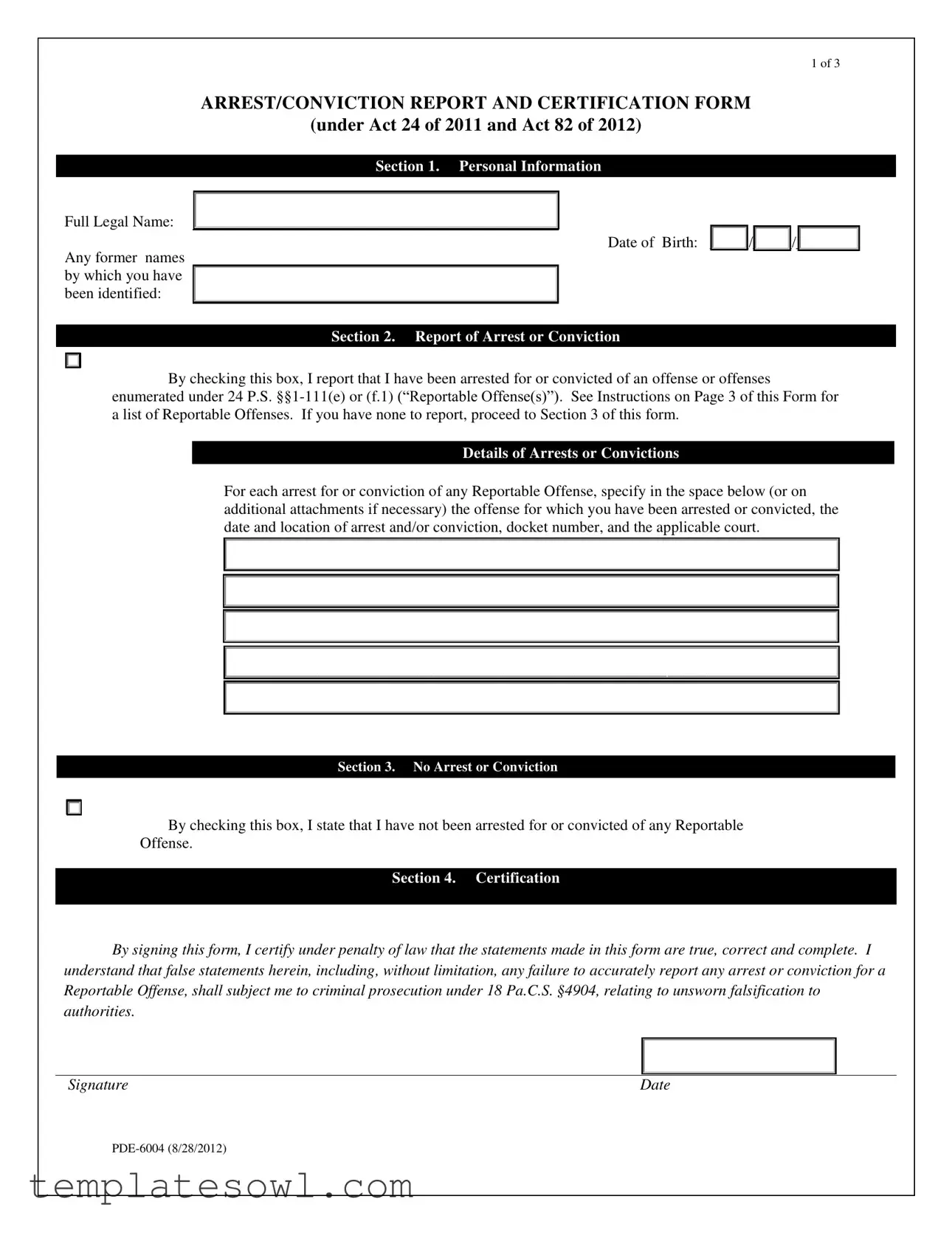 Fill Out Your Act 24 Pde 6004 Form