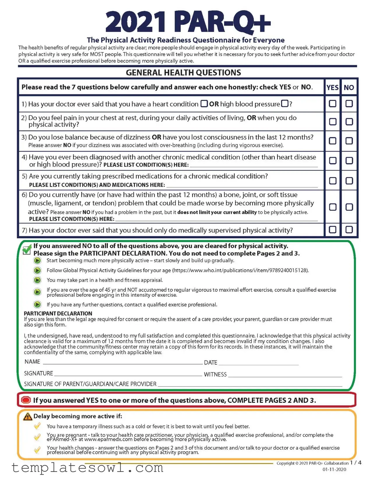 Fill Out Your Activity Parq Form