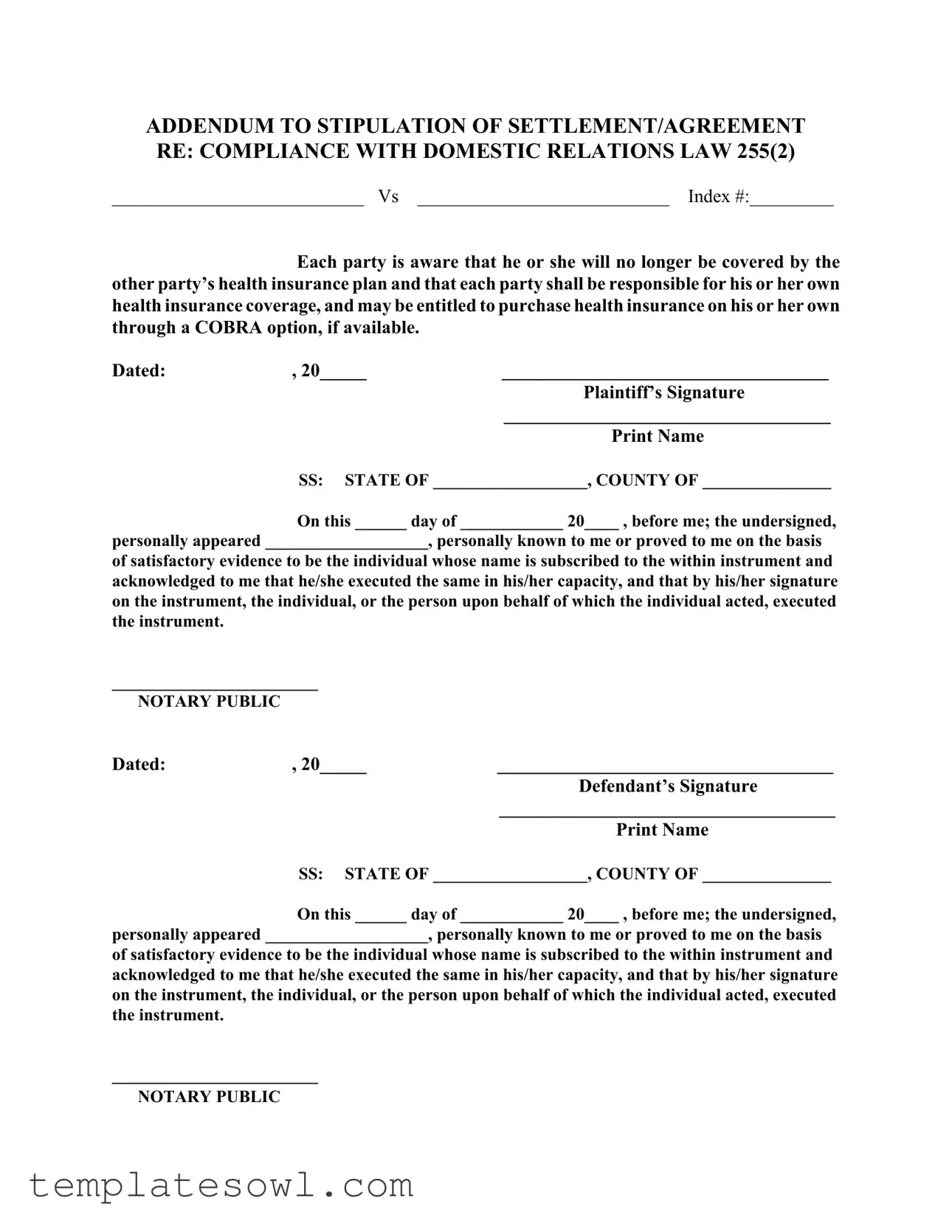 Fill Out Your Addendum Re Compliance Form