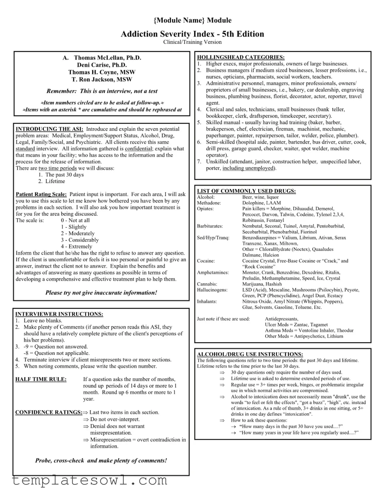 Fill Out Your Addiction Severity Form