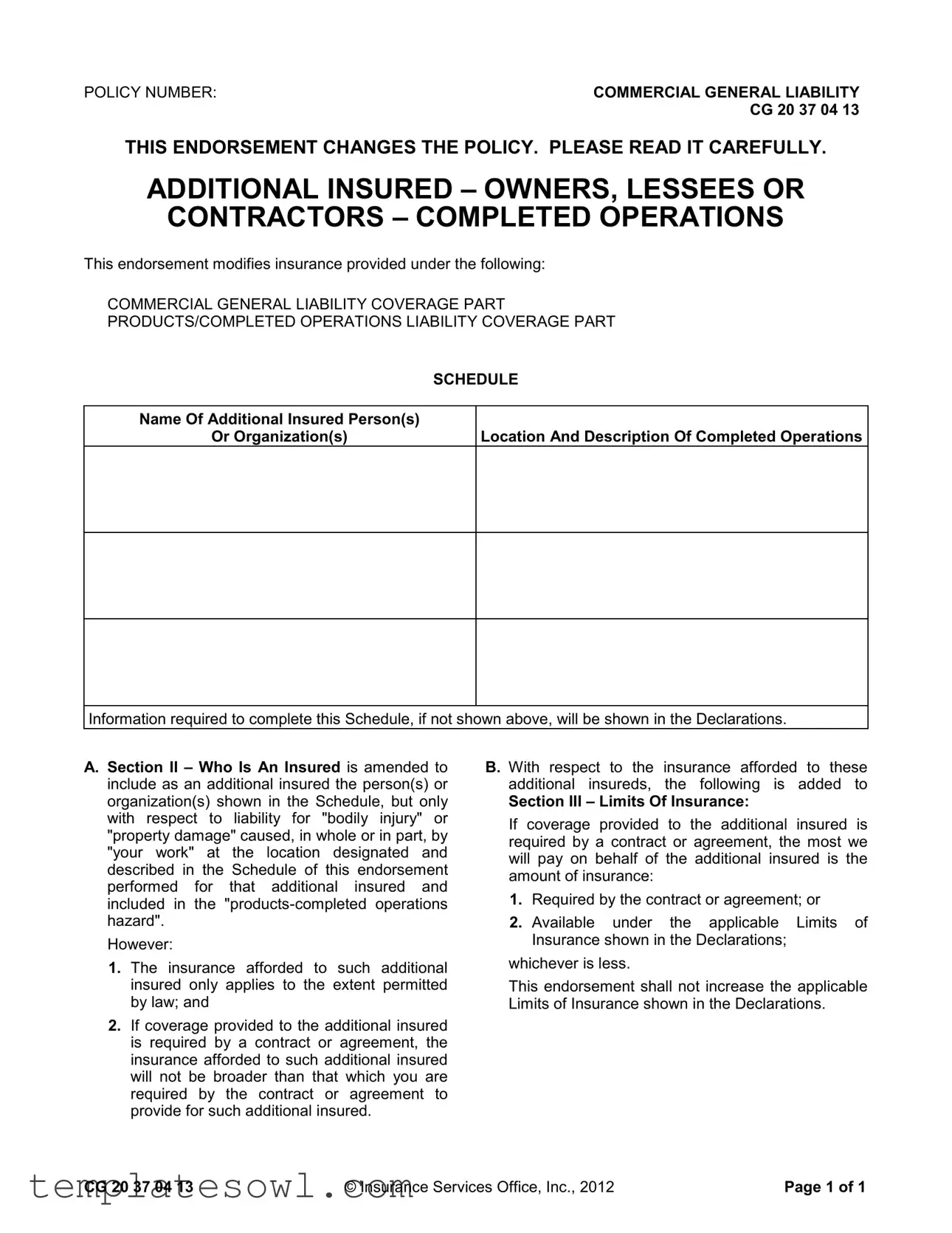 Fill Out Your Additional Insured Form