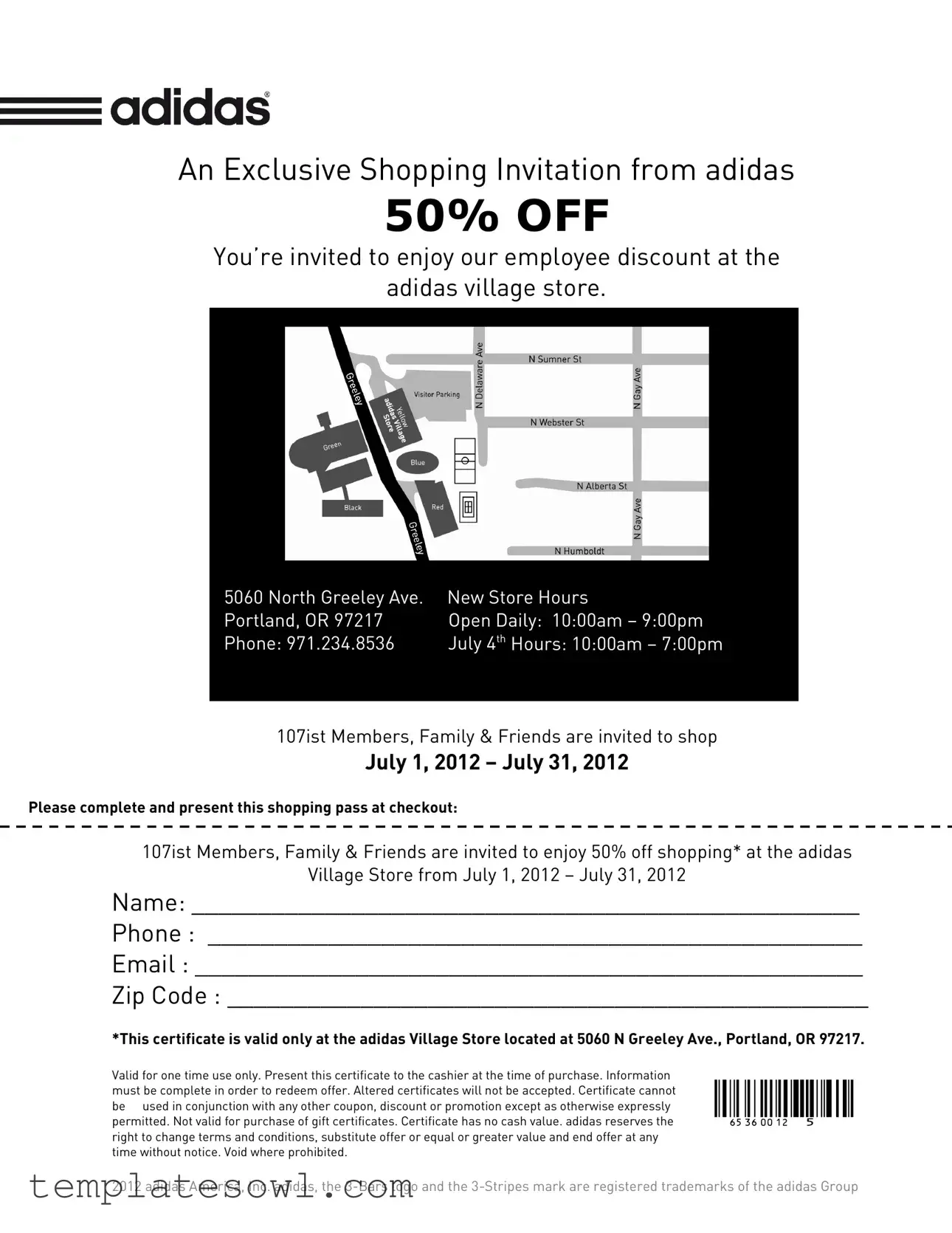 Fill Out Your Adidas Employee Store Pass Form