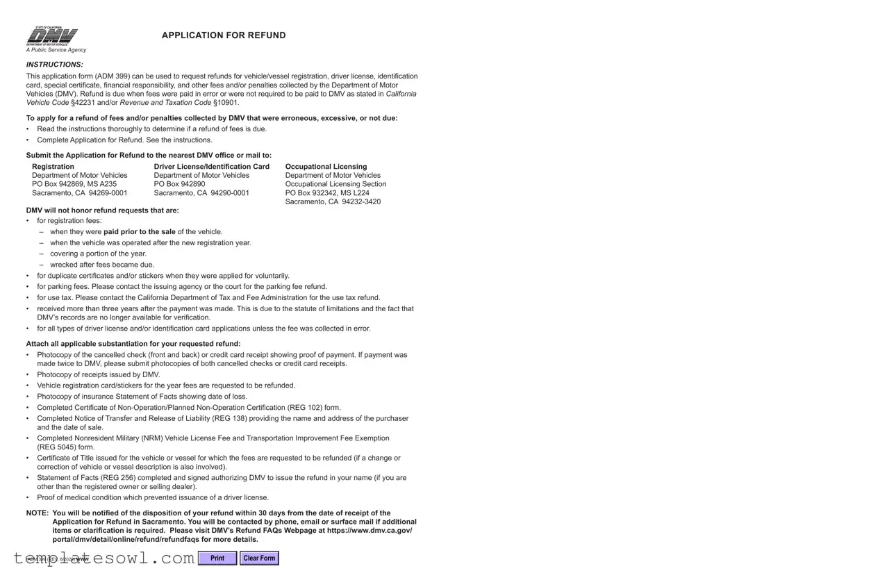Fill Out Your Adm 399 Form