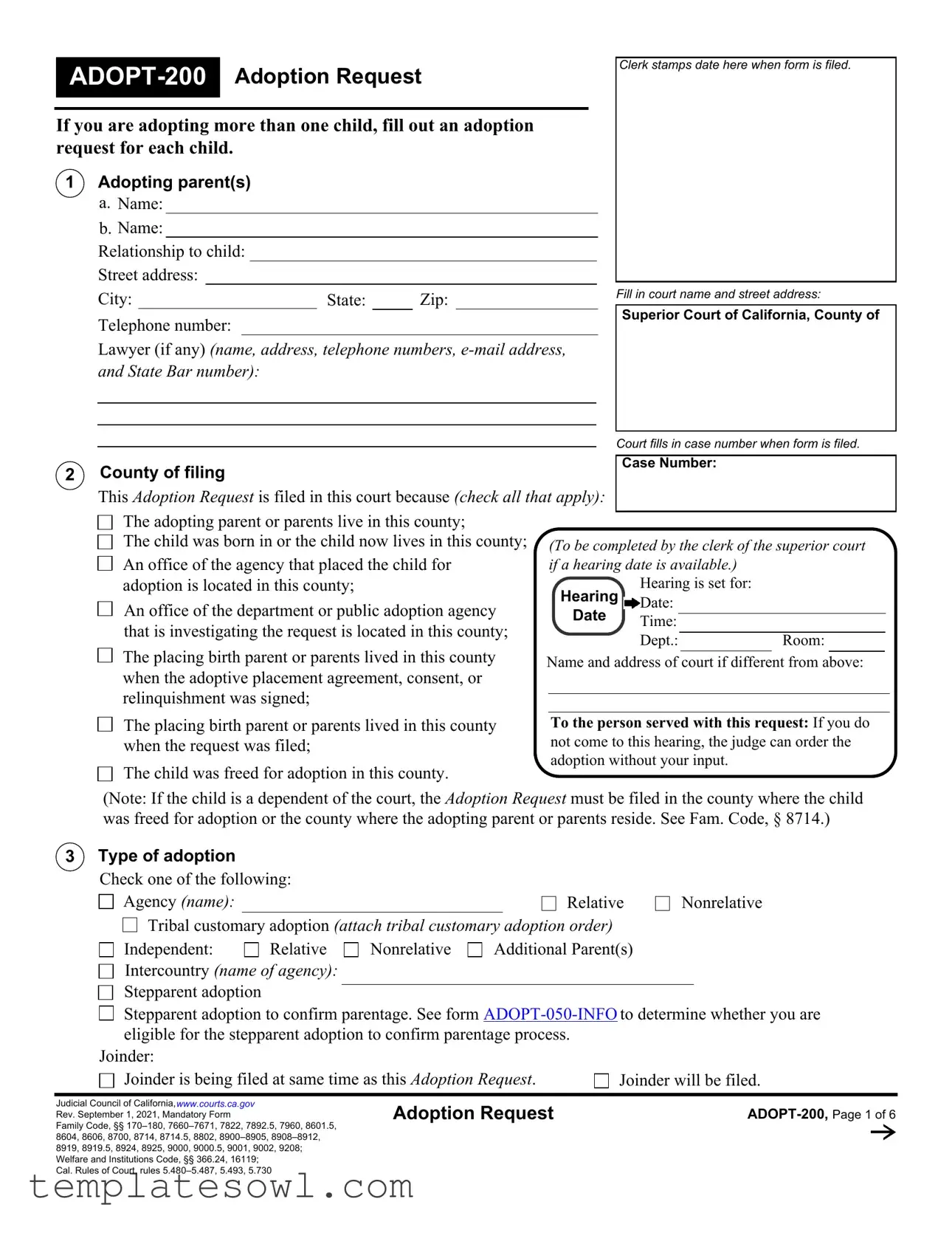 Fill Out Your Adopt 200 Form