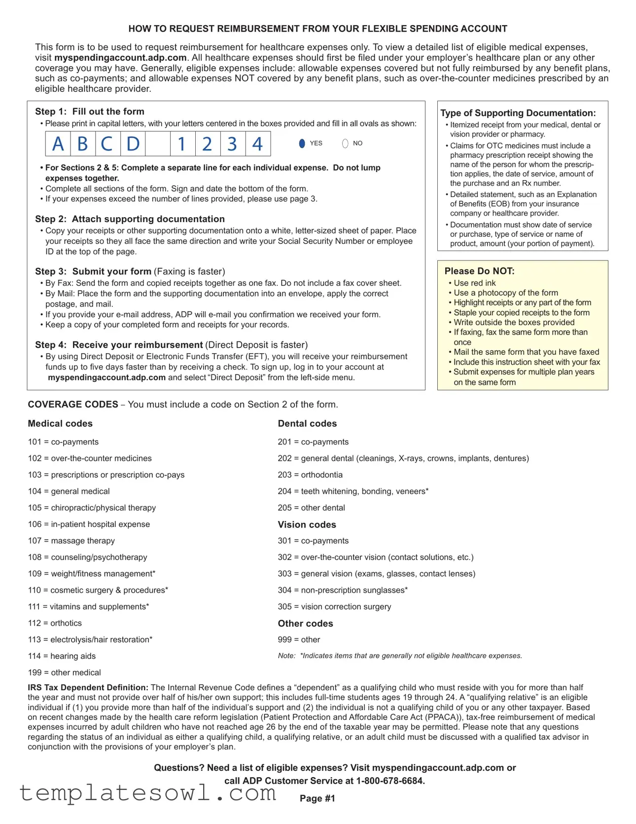 Fill Out Your Adp Fsa Claim Form