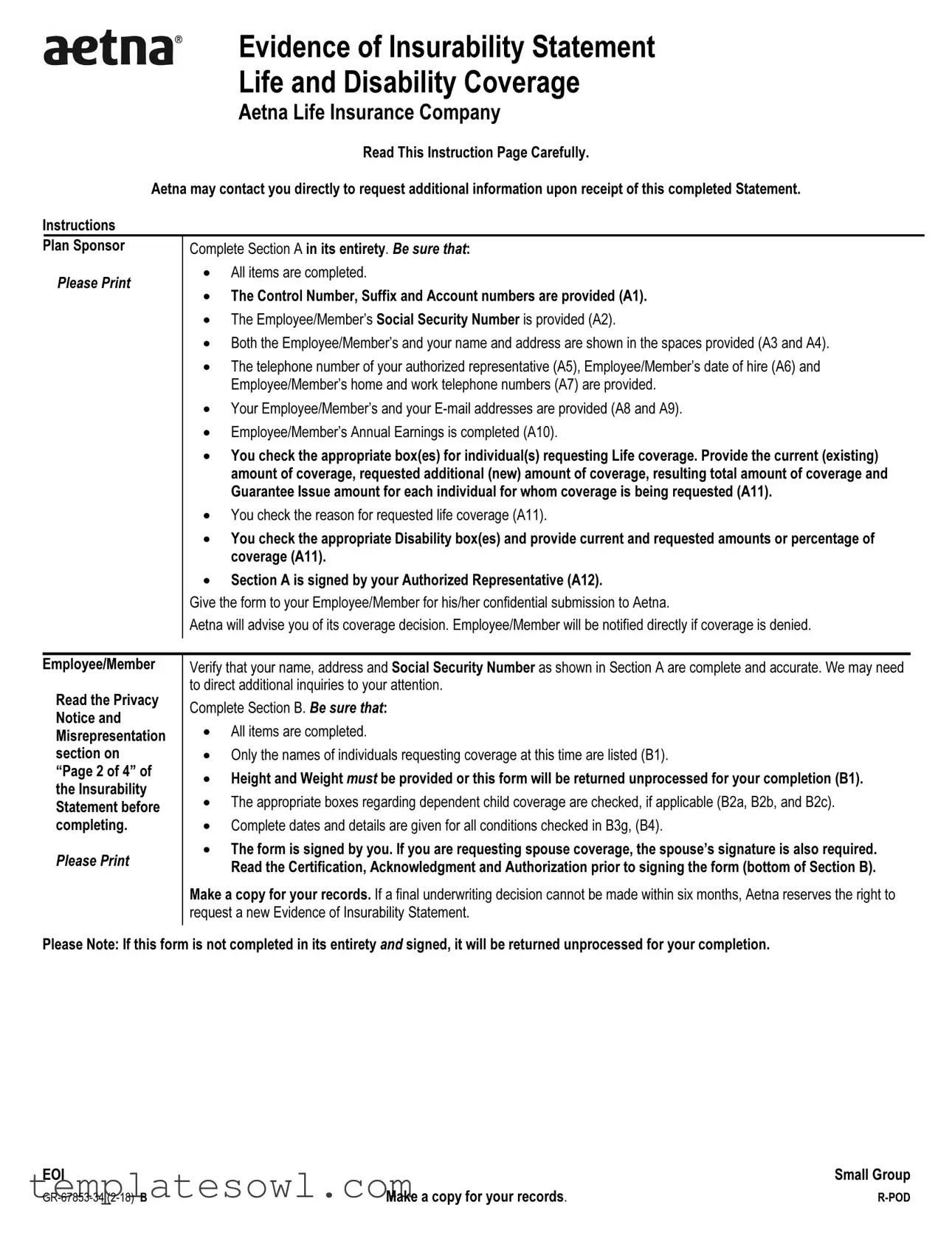 Fill Out Your Aetna Eoi Form