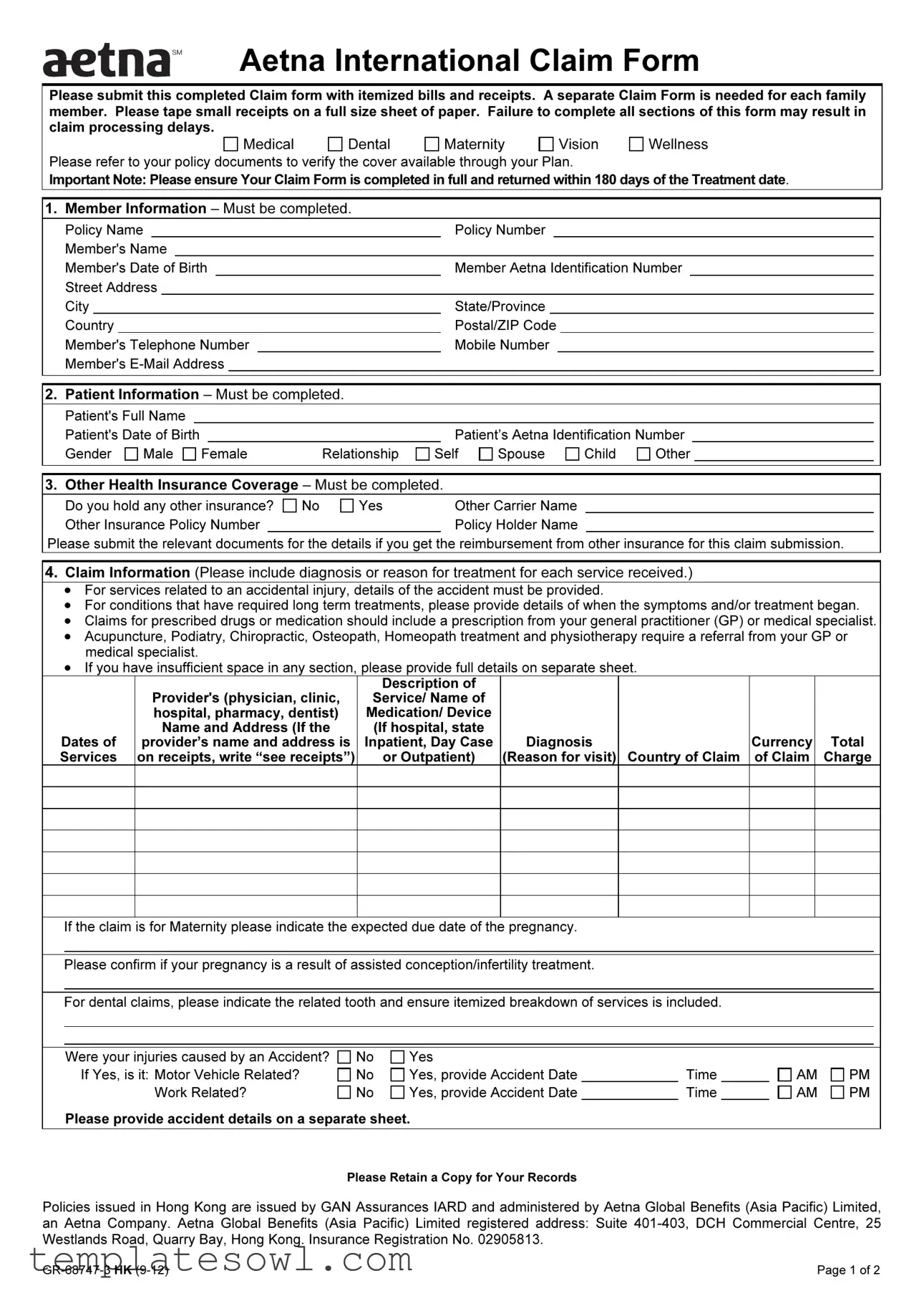 Fill Out Your Aetna International Claim Form