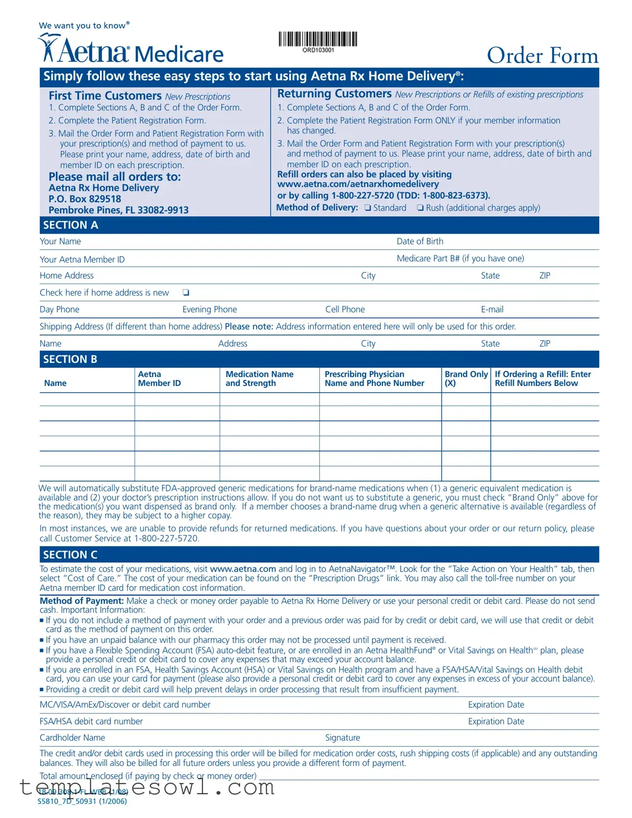 Fill Out Your Aetna Order Form