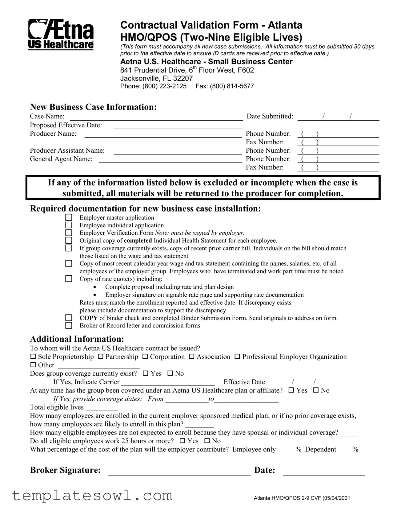 Fill Out Your Aetna Validation Form