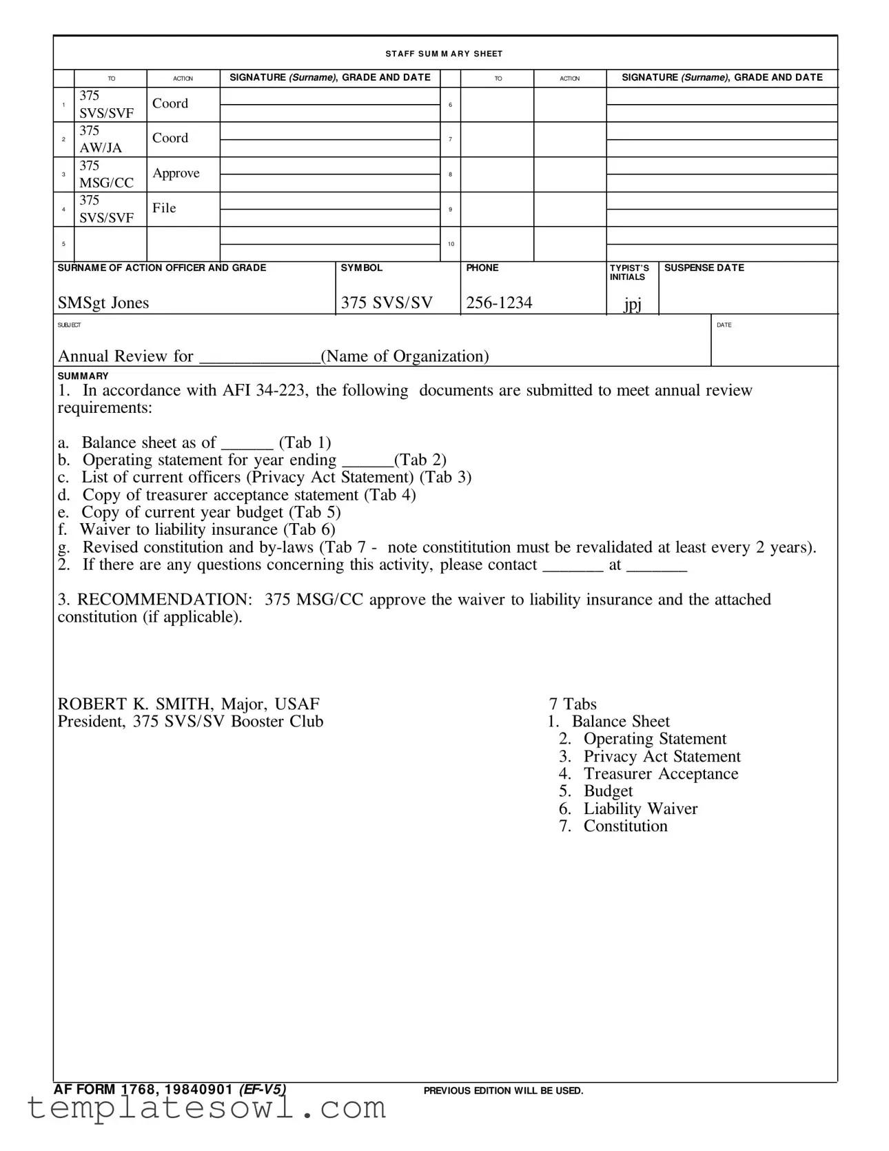 Fill Out Your Af 1768 Form