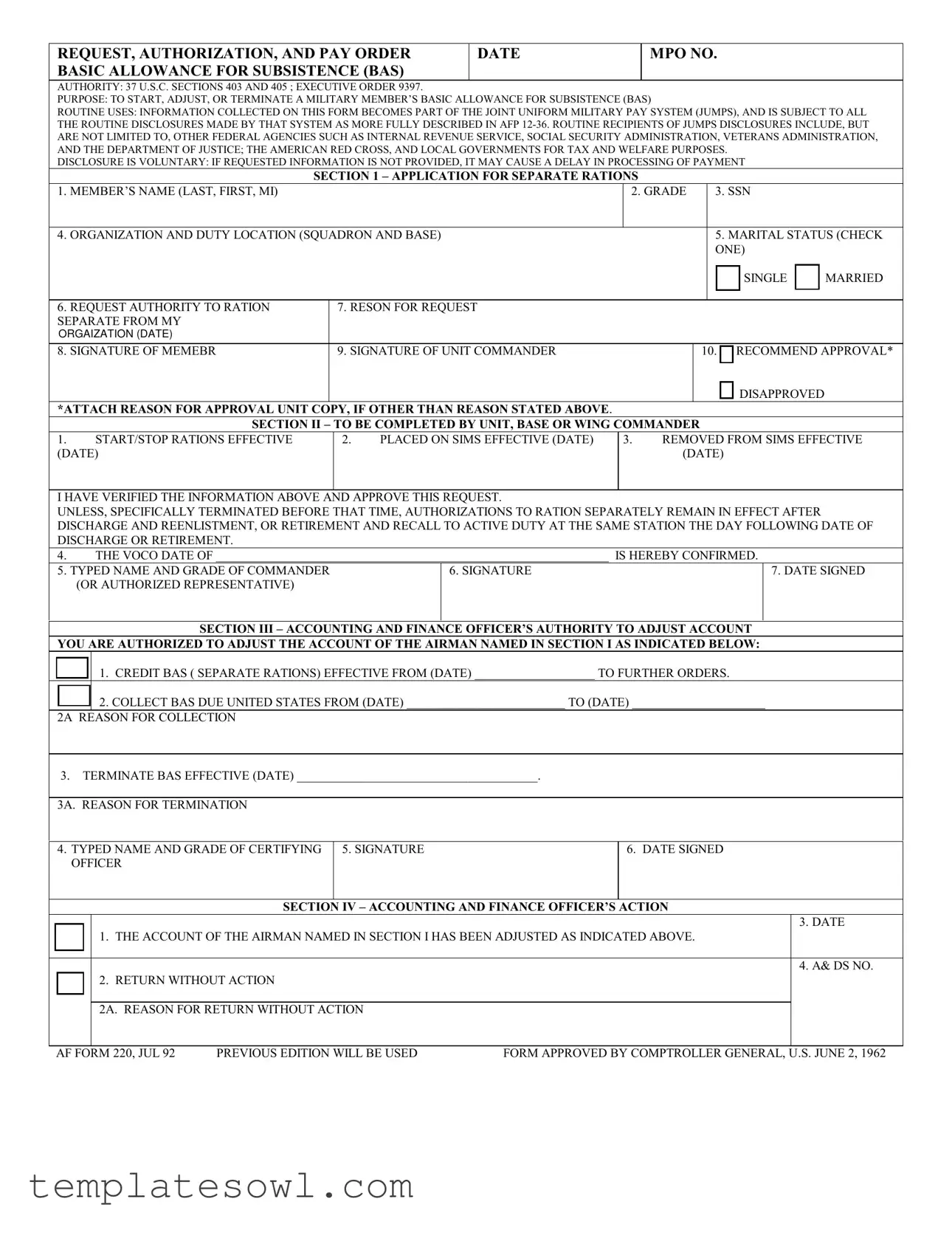 Fill Out Your Af 220 Form