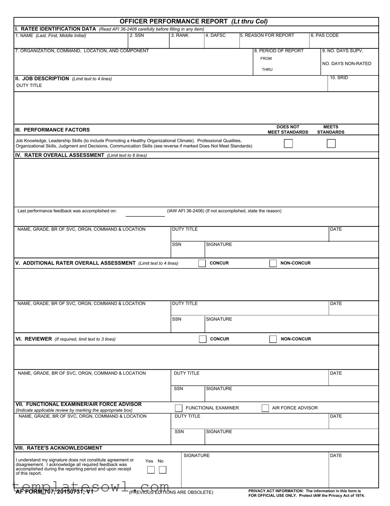 Fill Out Your Af 707 Form