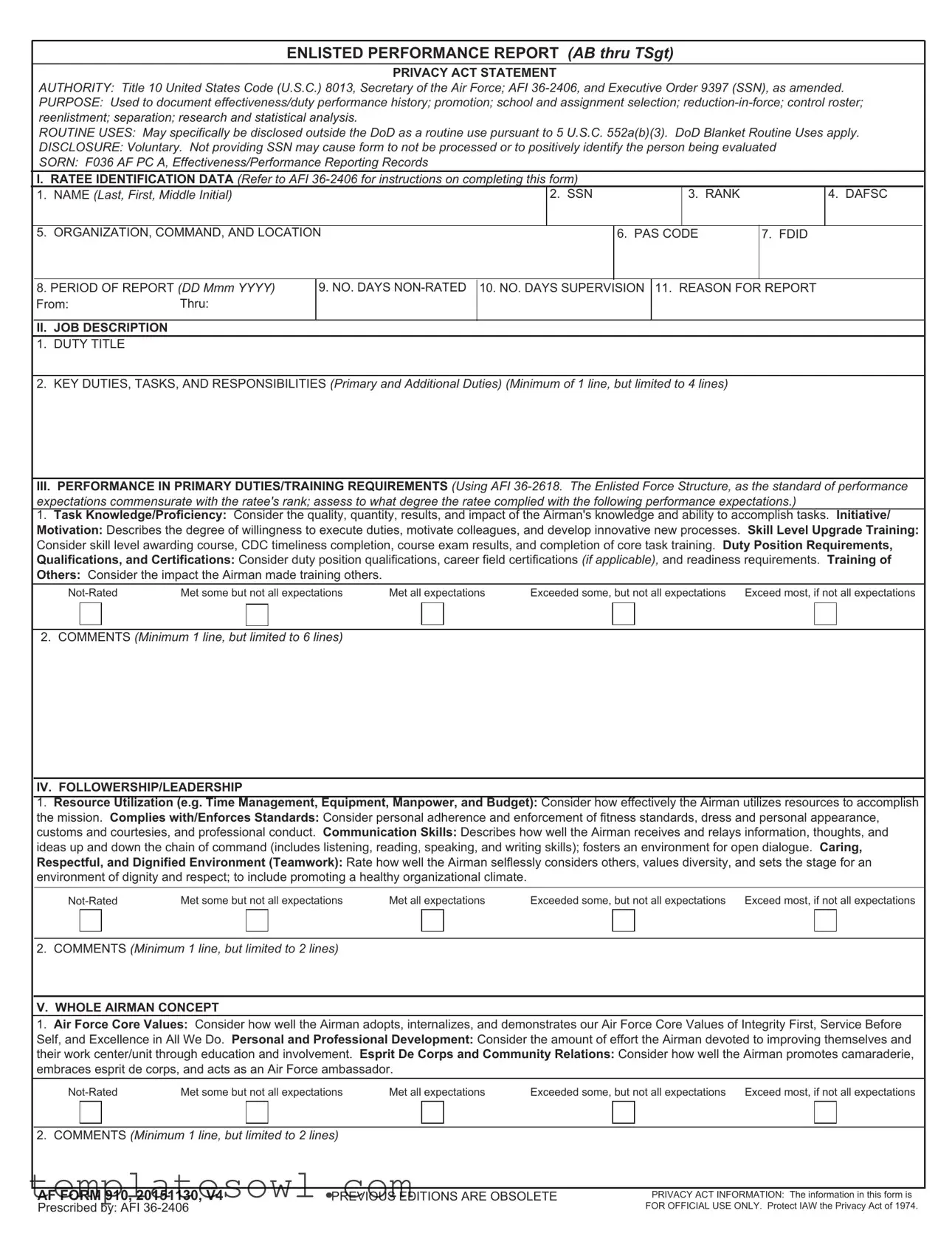 Fill Out Your Af 910 Form