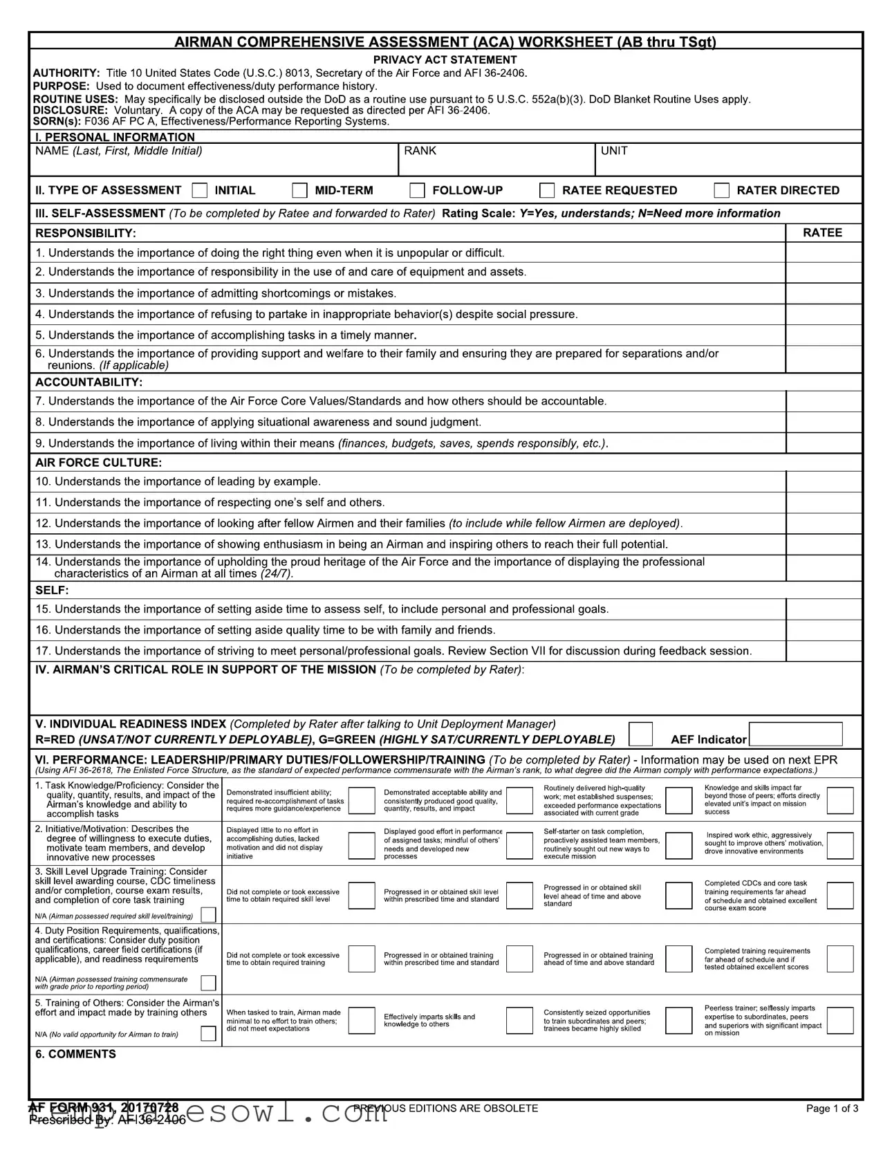 Fill Out Your Af 931 Form