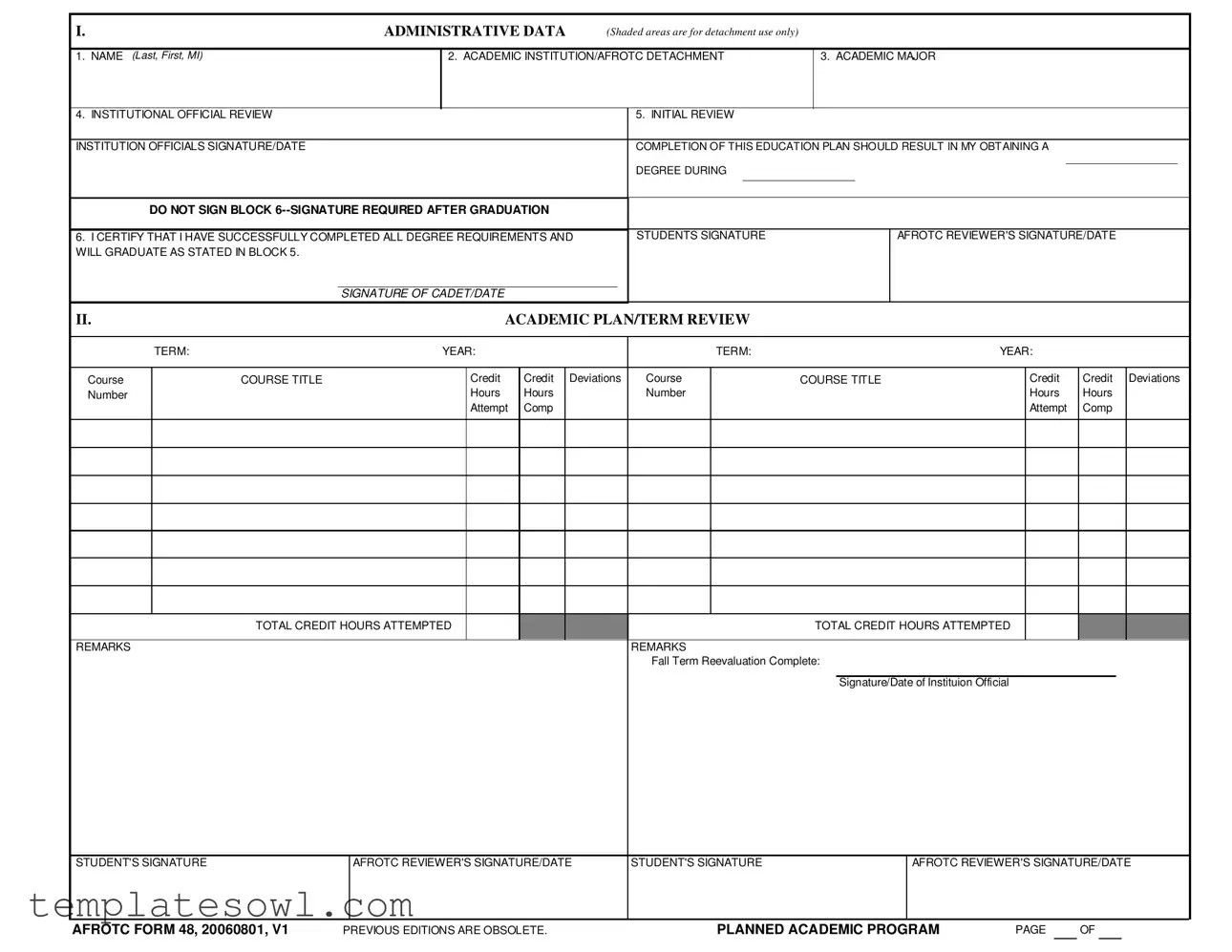 Fill Out Your Afrotc 48 Form