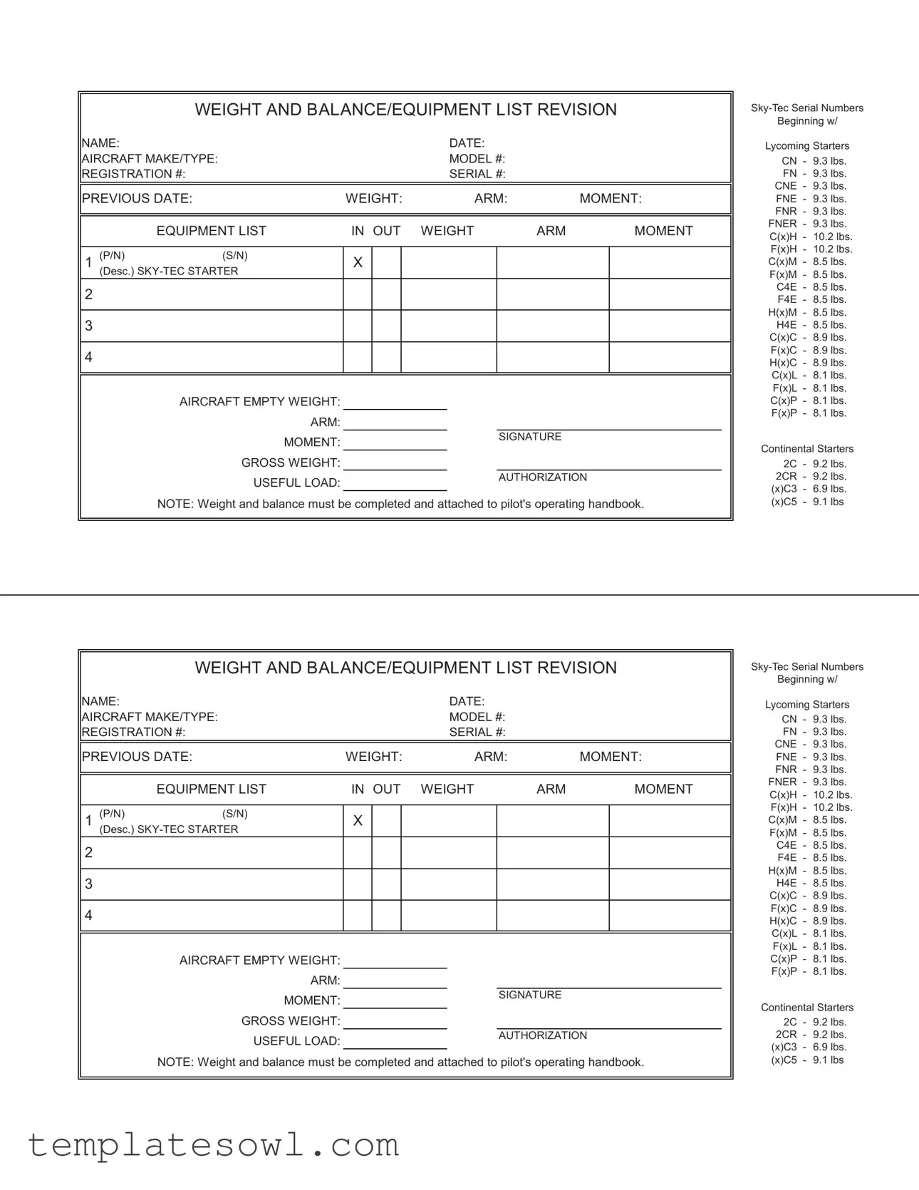 Fill Out Your Aircraft Weight Balance Form