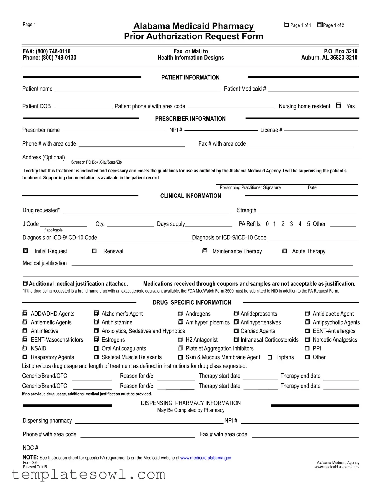 Fill Out Your Alabama 369 Form