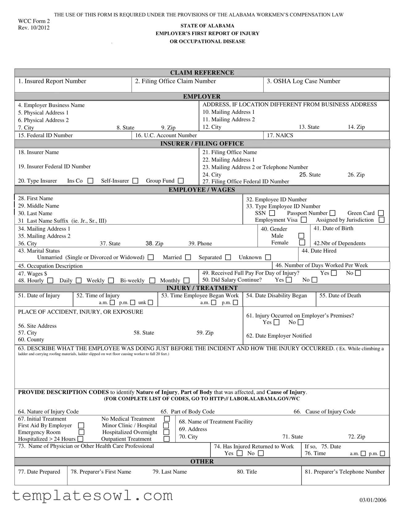 Fill Out Your Alabama First Report Form