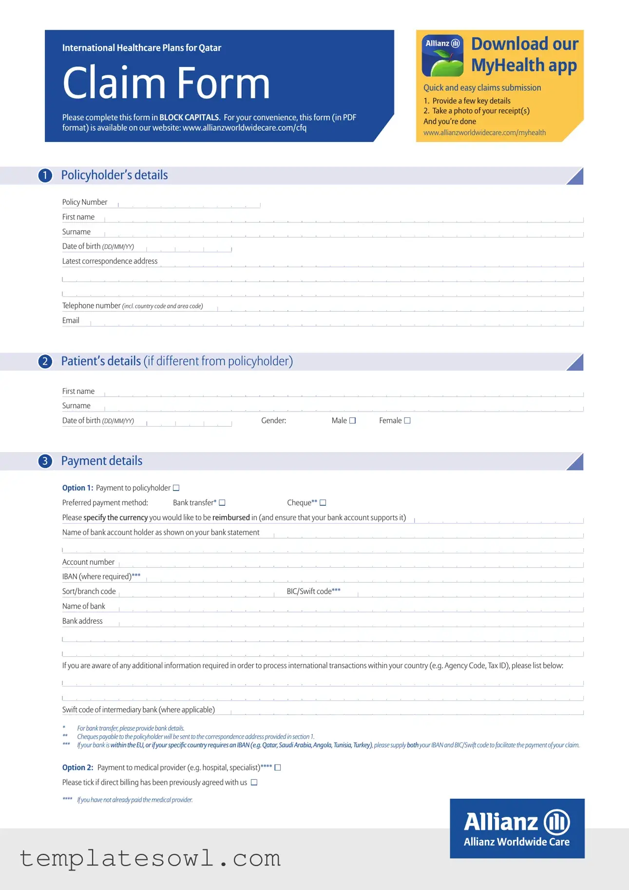 Fill Out Your Allianz Form
