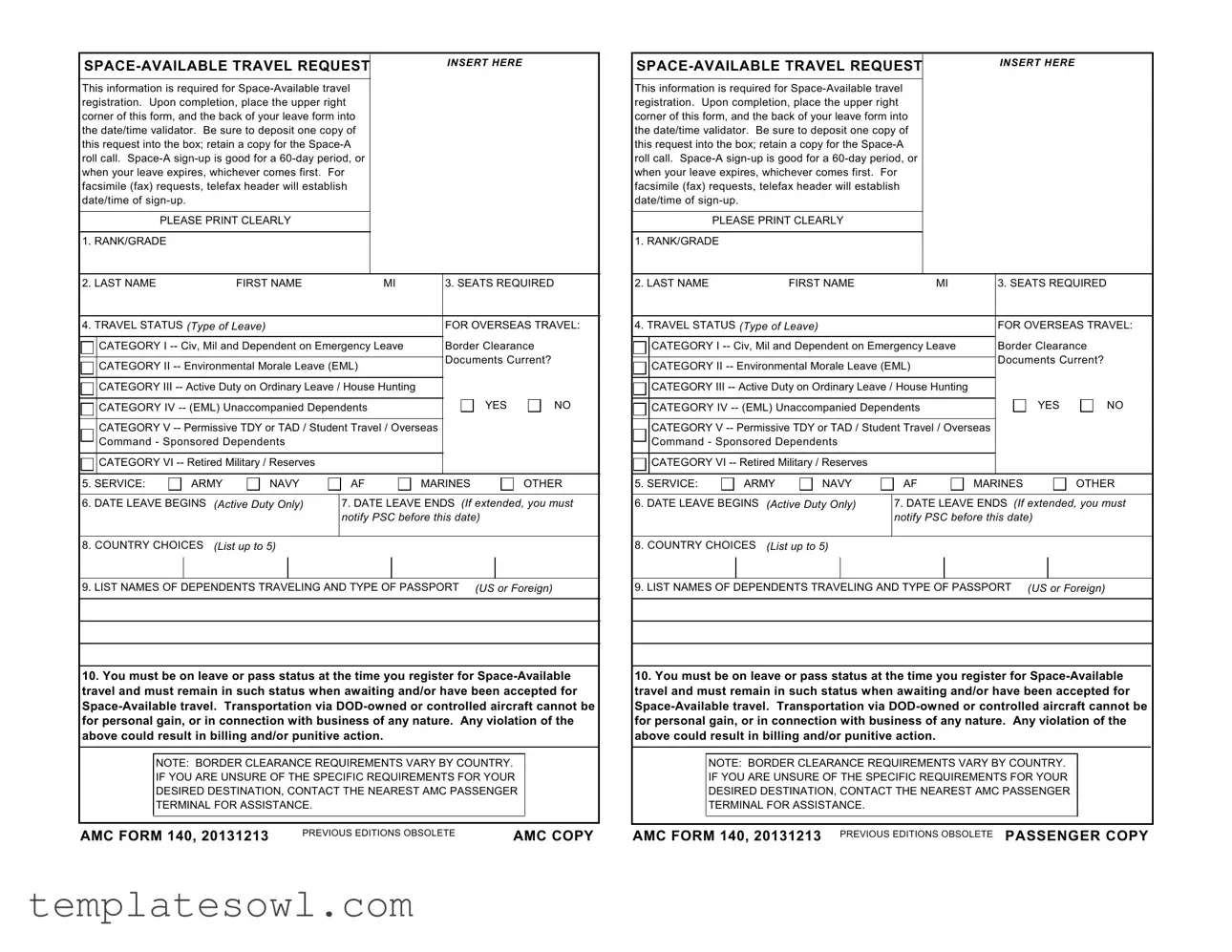 Fill Out Your Amc Form