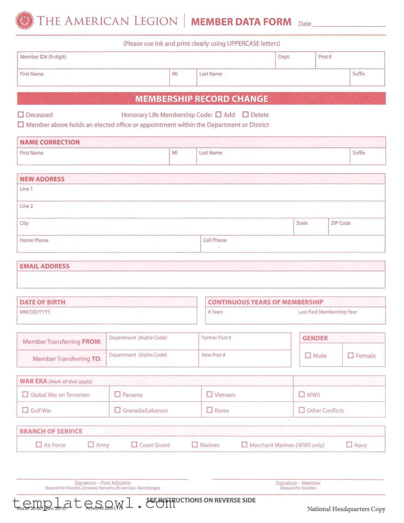 Fill Out Your American Legion Transfer Form