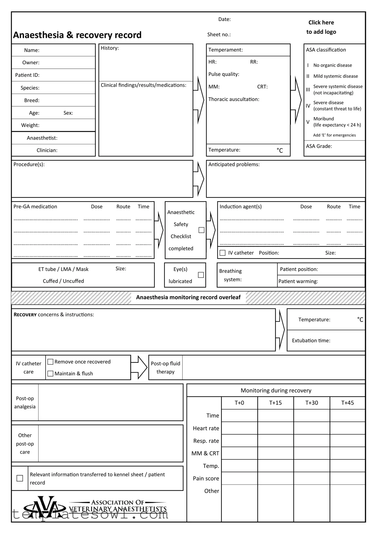 Fill Out Your Anesthesia Record Form