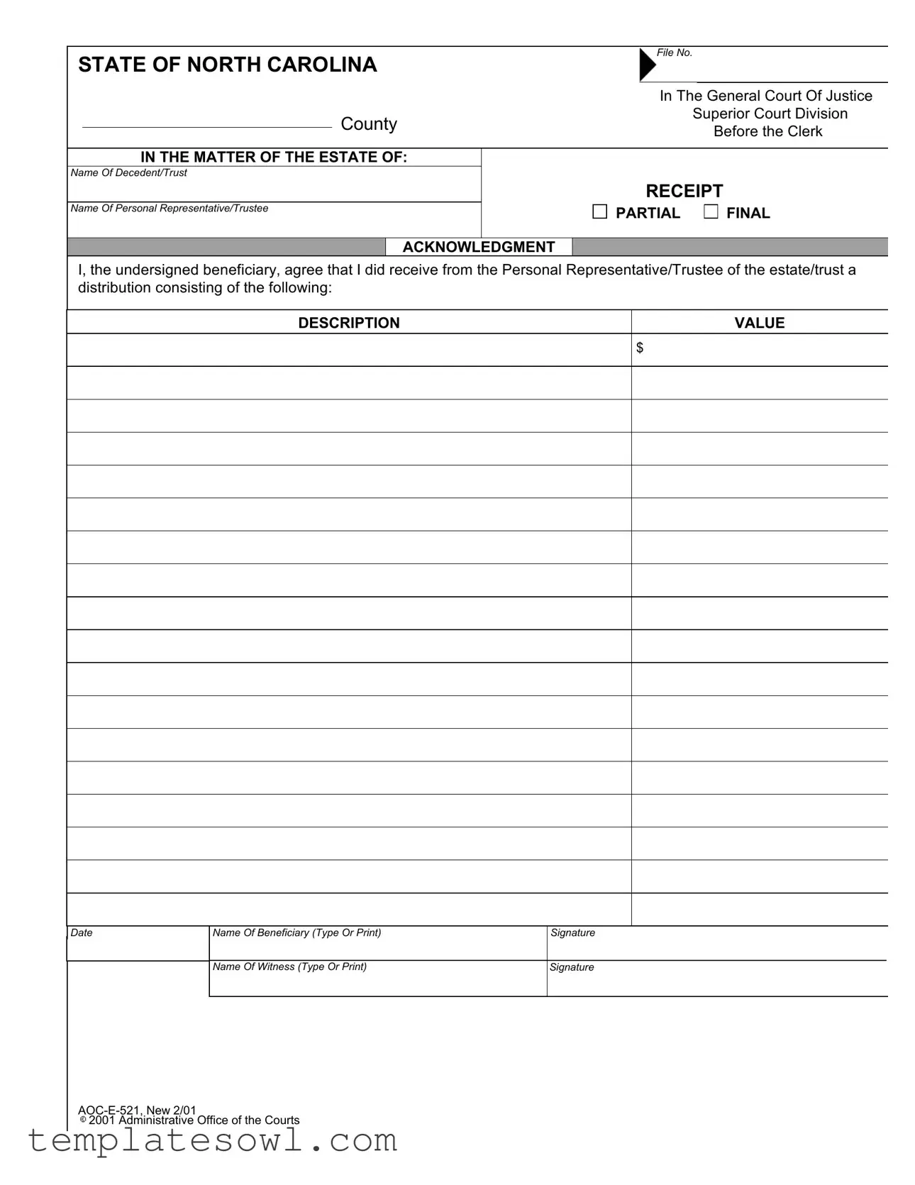 Fill Out Your Aoc E 521 Form
