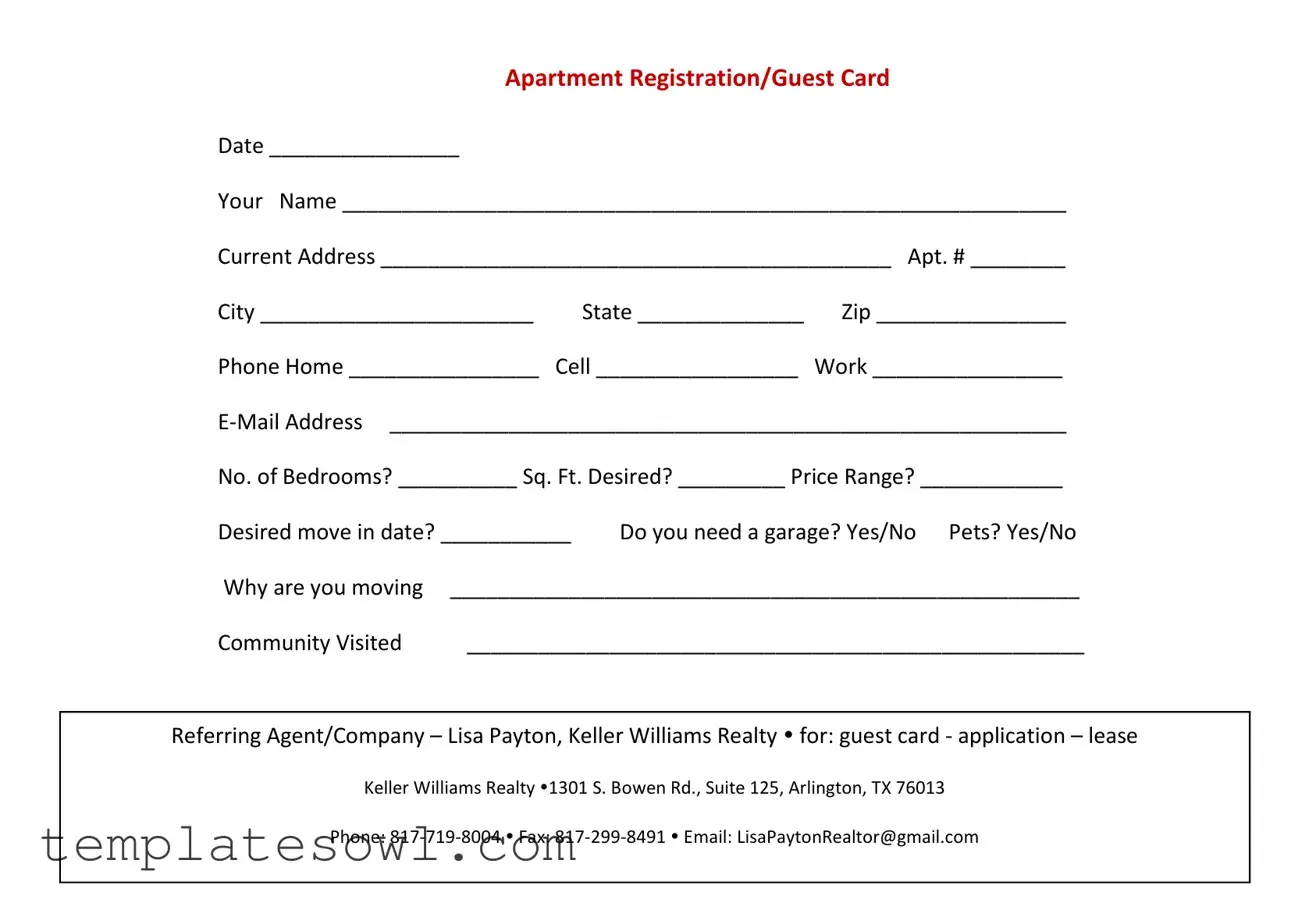 Fill Out Your Apartment Card Form