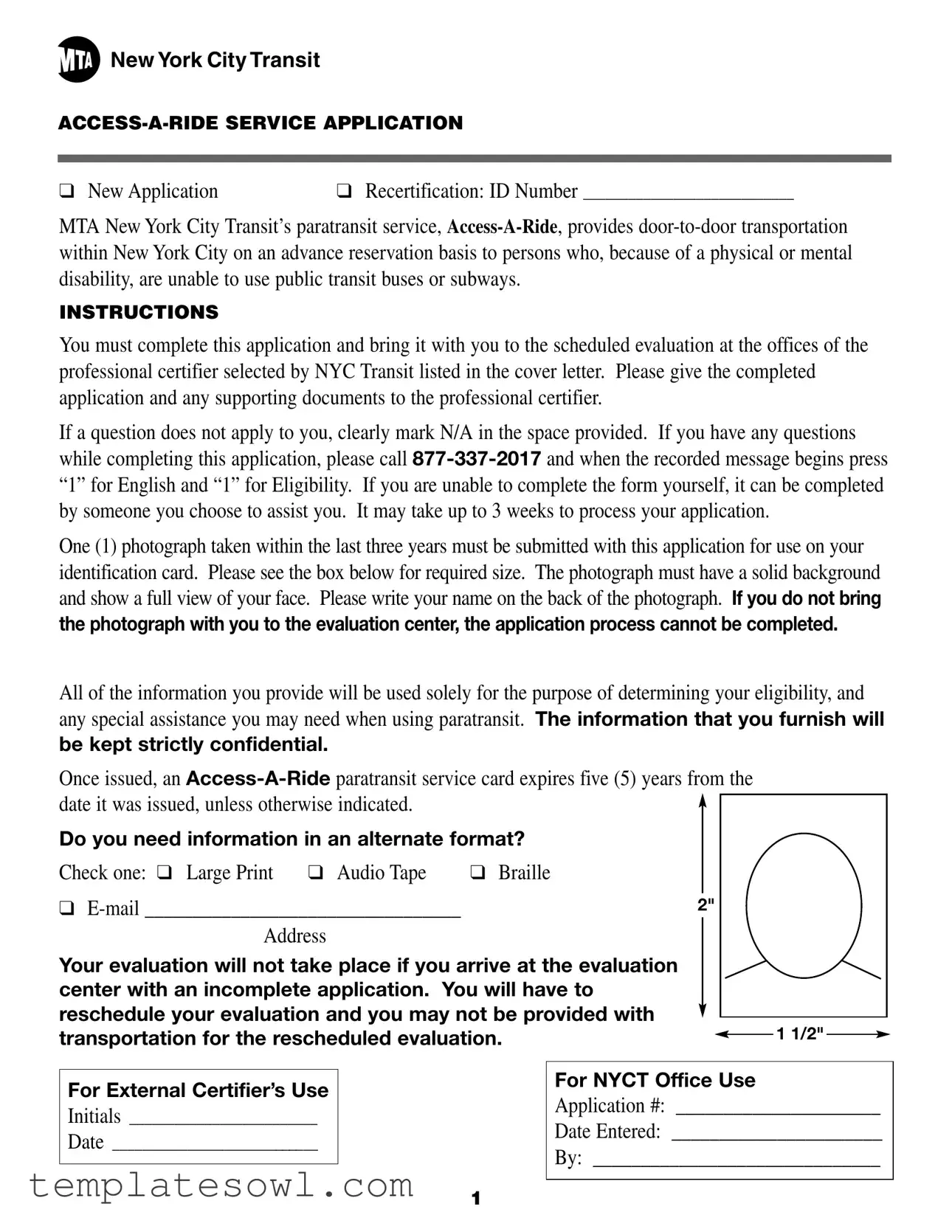 Fill Out Your Application Access Ride Form