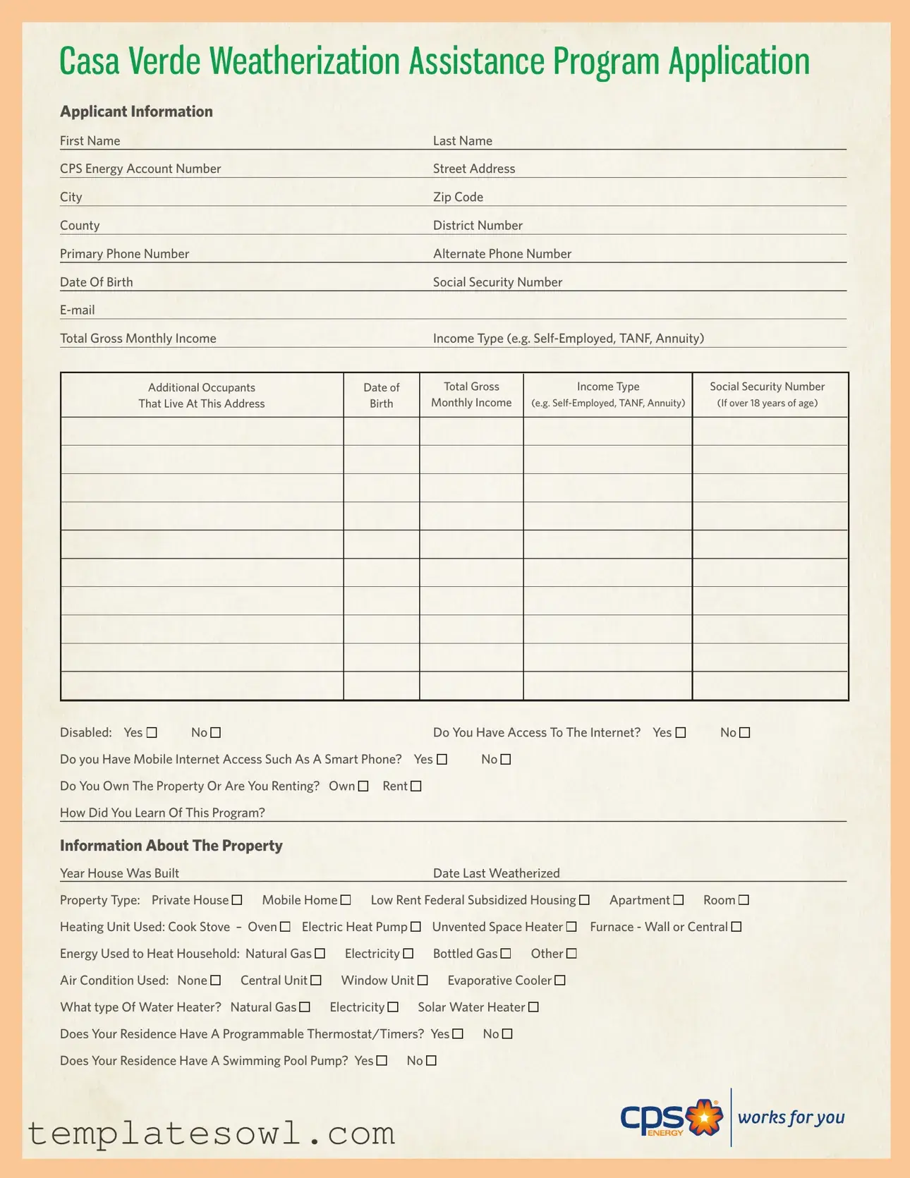 Fill Out Your Application Casa Verde Form