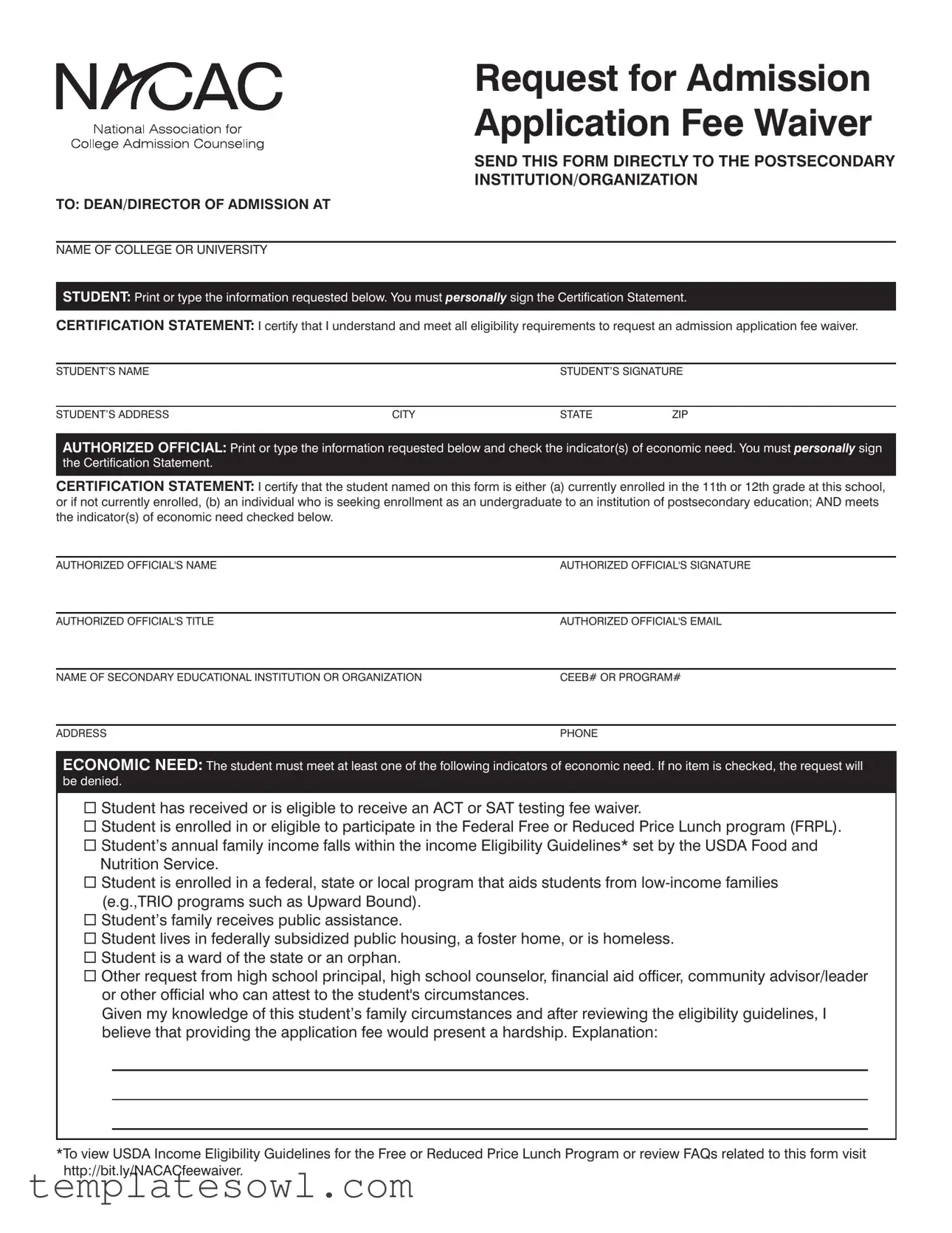Fill Out Your Application Fee Waiver Form