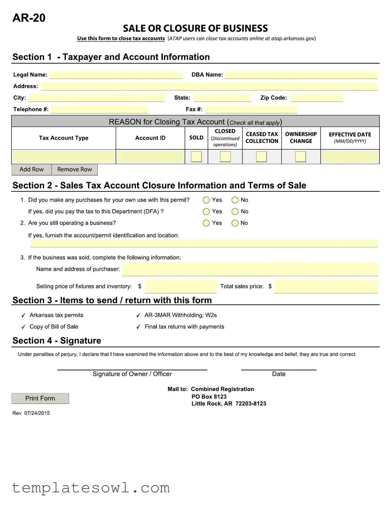 Fill Out Your Ar 20 Form
