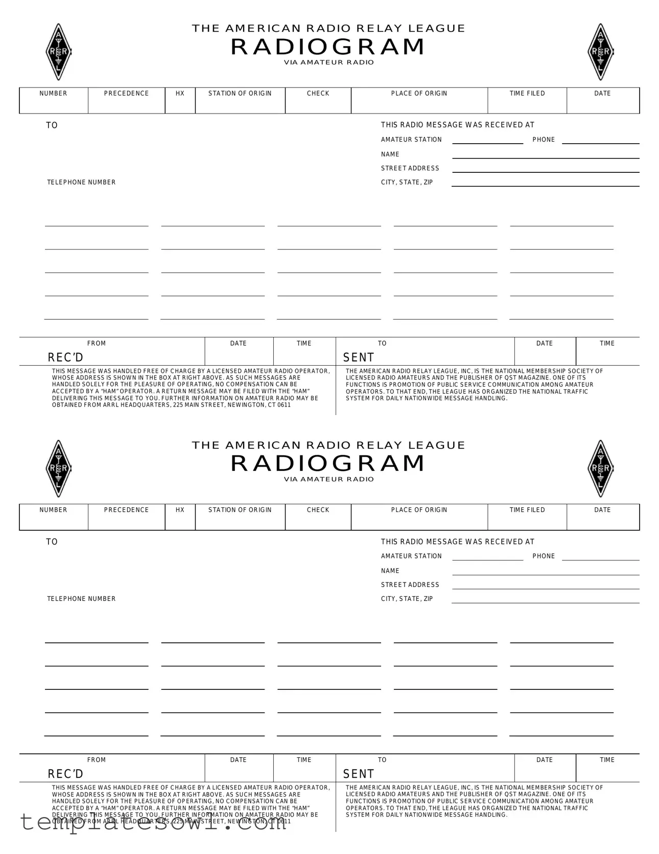Fill Out Your Arrl Radiogram Form