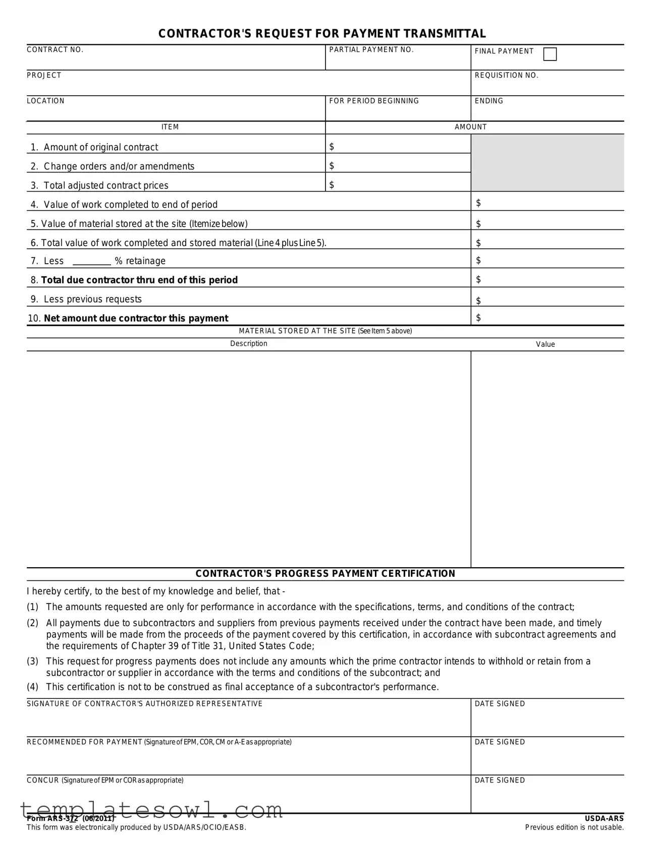 Fill Out Your Ars 372 Form