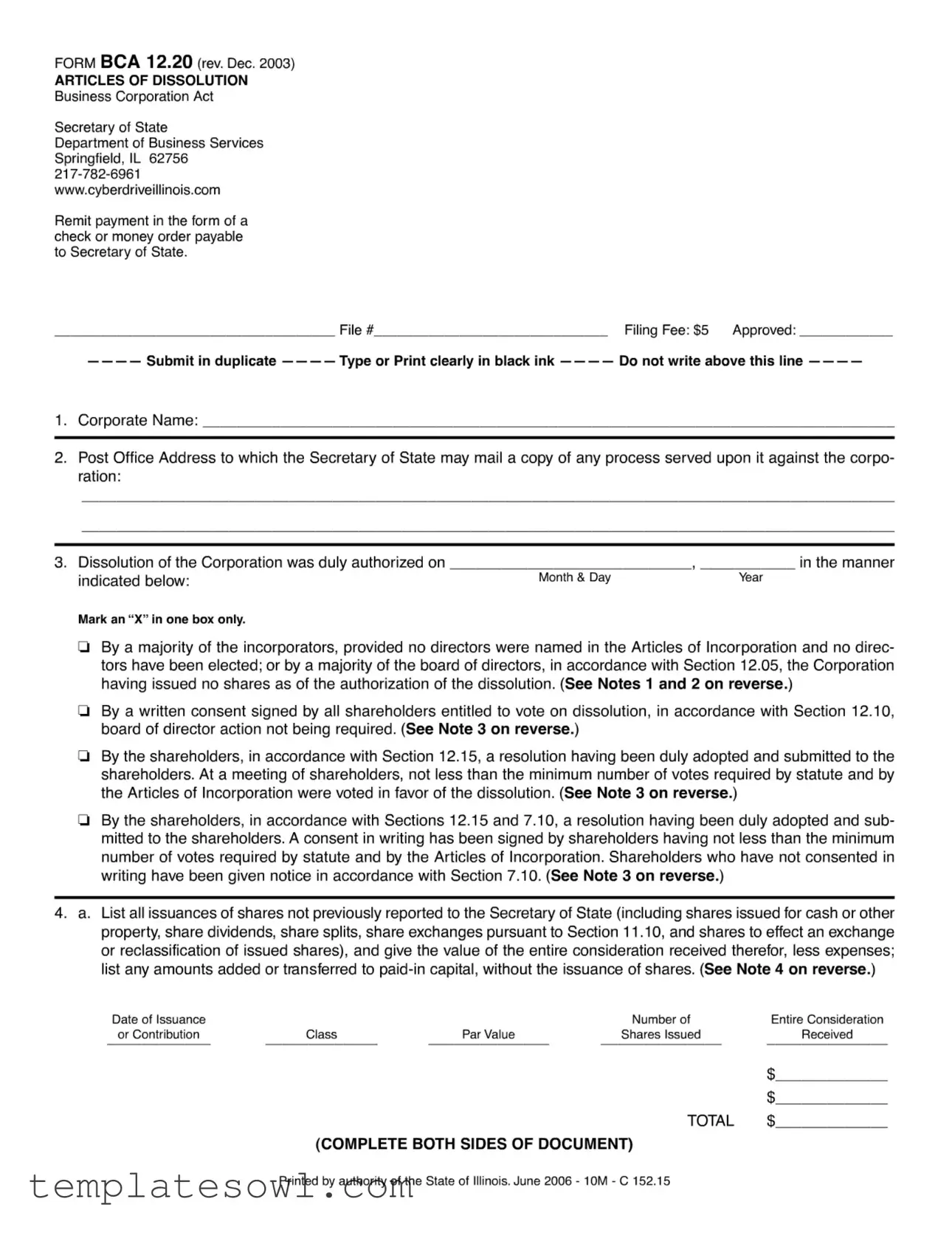 Fill Out Your Articles Of Dissolution Form