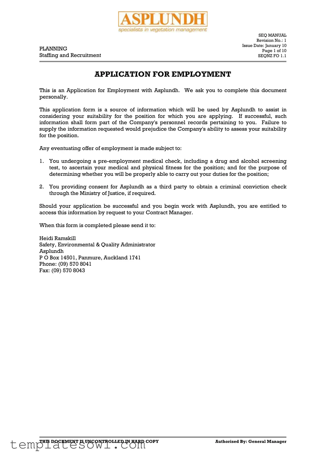 Fill Out Your Asplundh Employment Application Form