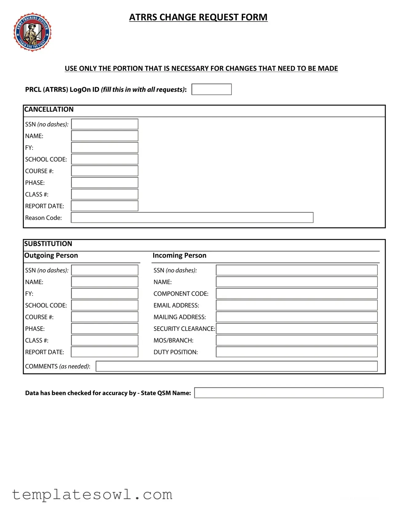 Fill Out Your Atrrs Change Request Form