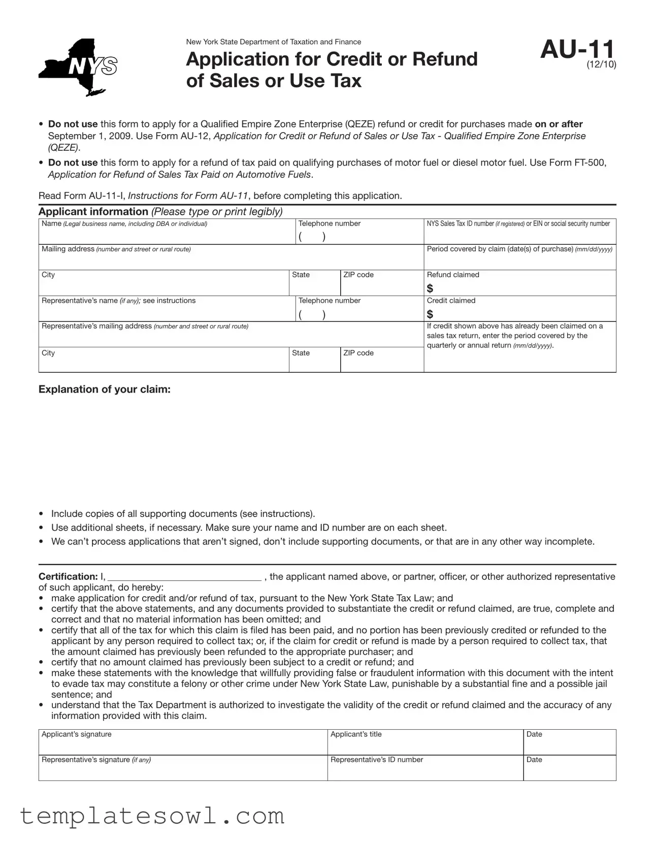 Fill Out Your Au 11 Tax Form