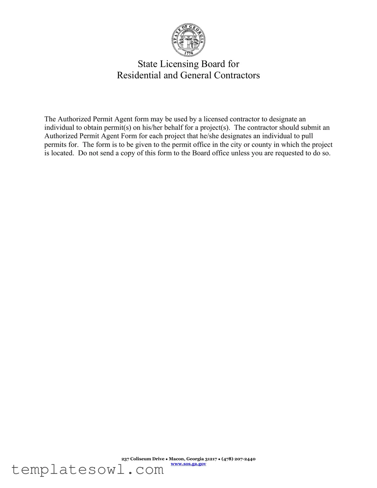 Fill Out Your Authorized Permit Agent Form
