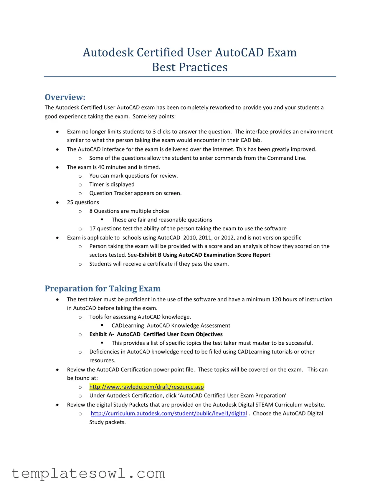 Fill Out Your Autocad Exam Questions Form