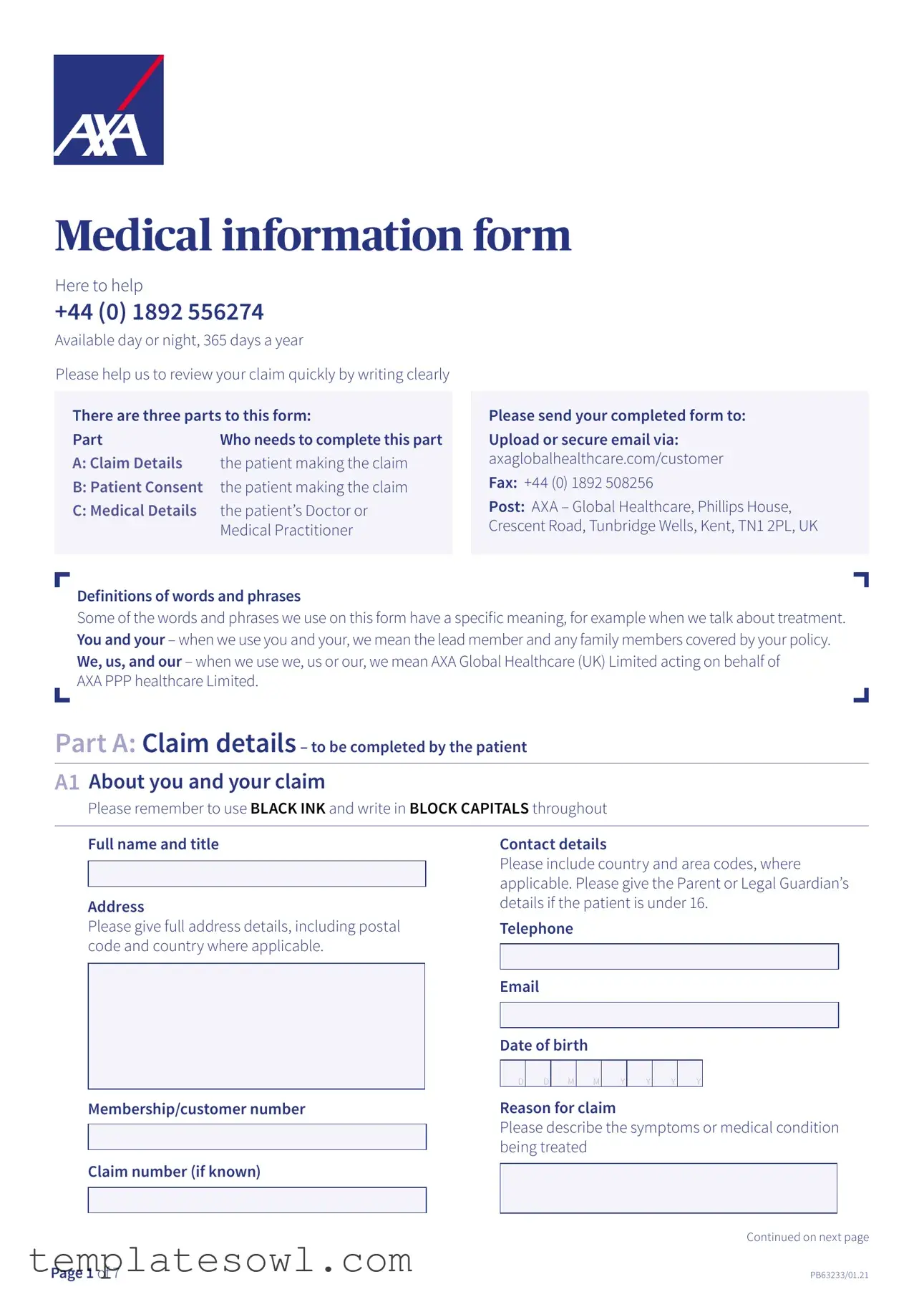 Fill Out Your Axa Ppp International Form